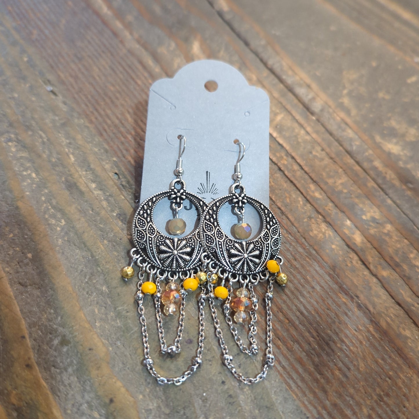 Orange Floral Drape Statement Earrings