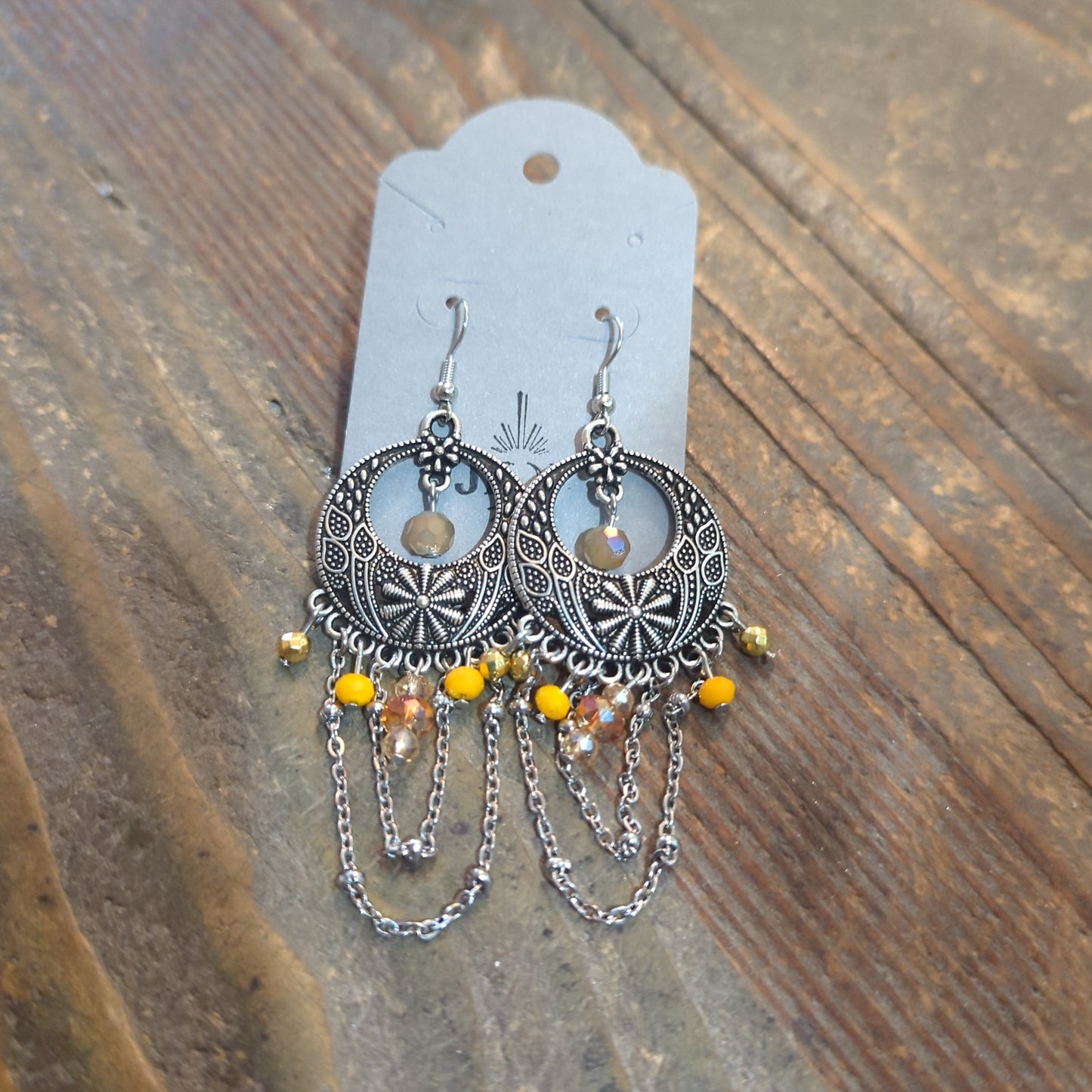Orange Floral Drape Statement Earrings