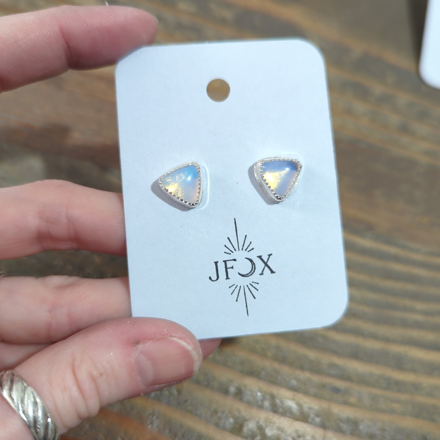 Opalite Trillion Triangle Studs (MTO)