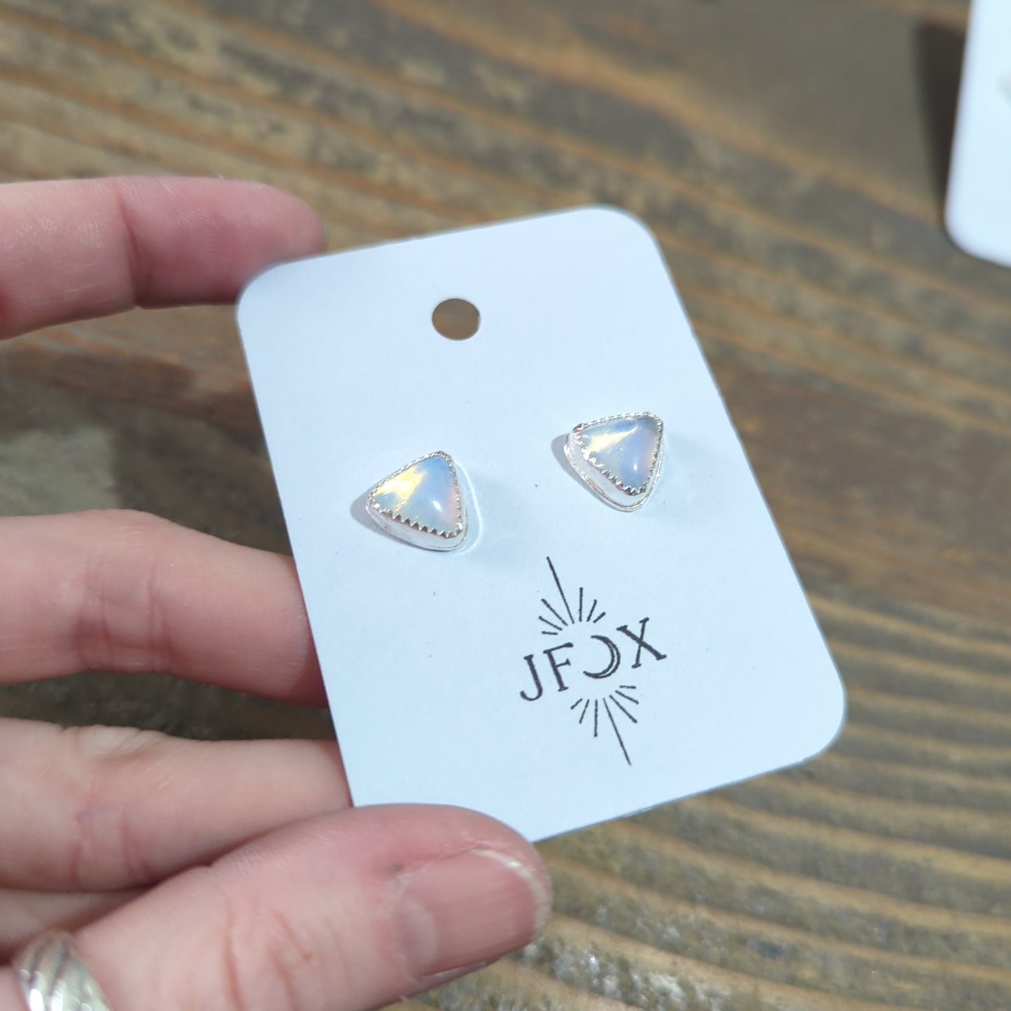 Opalite Trillion Triangle Studs (MTO)