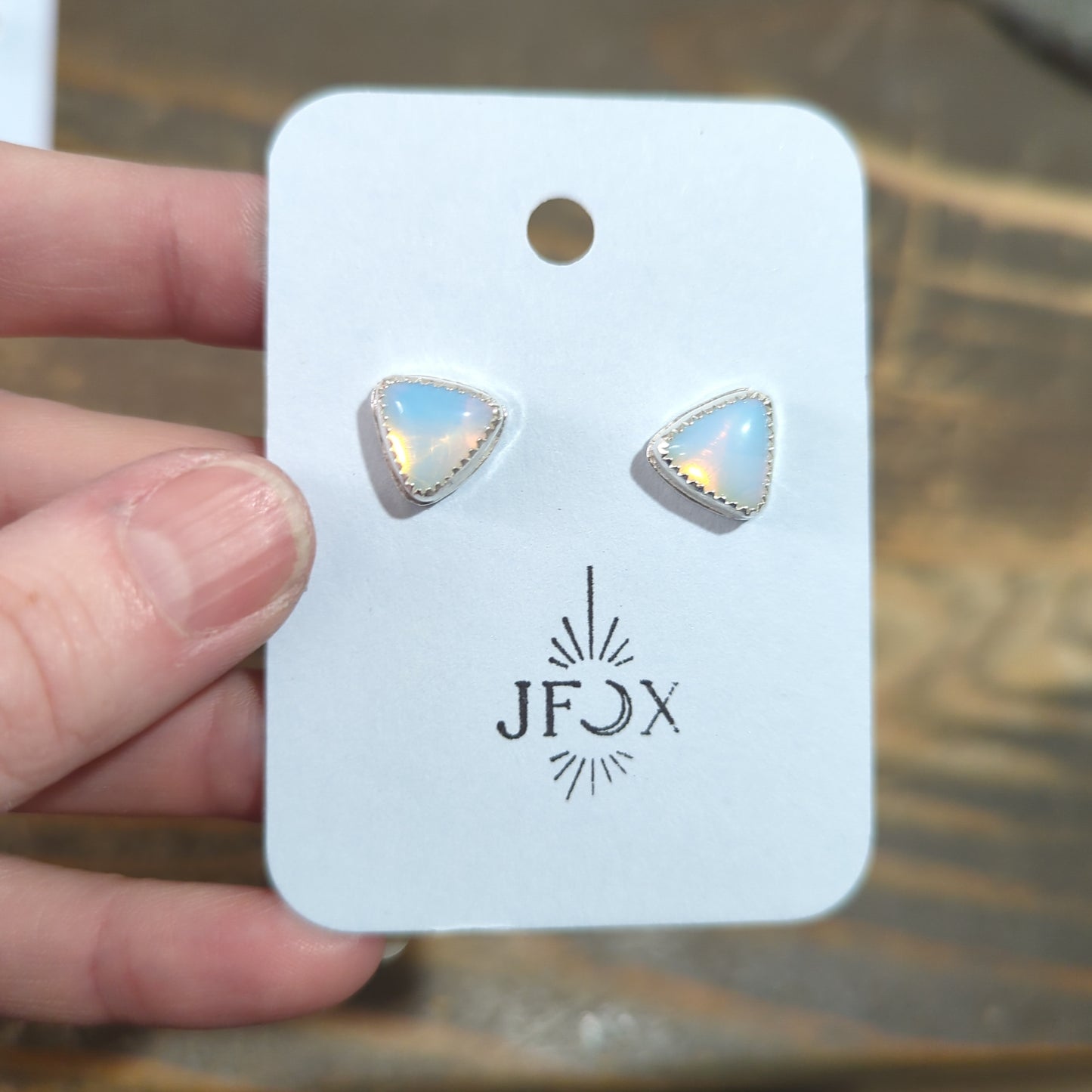 Opalite Trillion Triangle Studs (MTO)