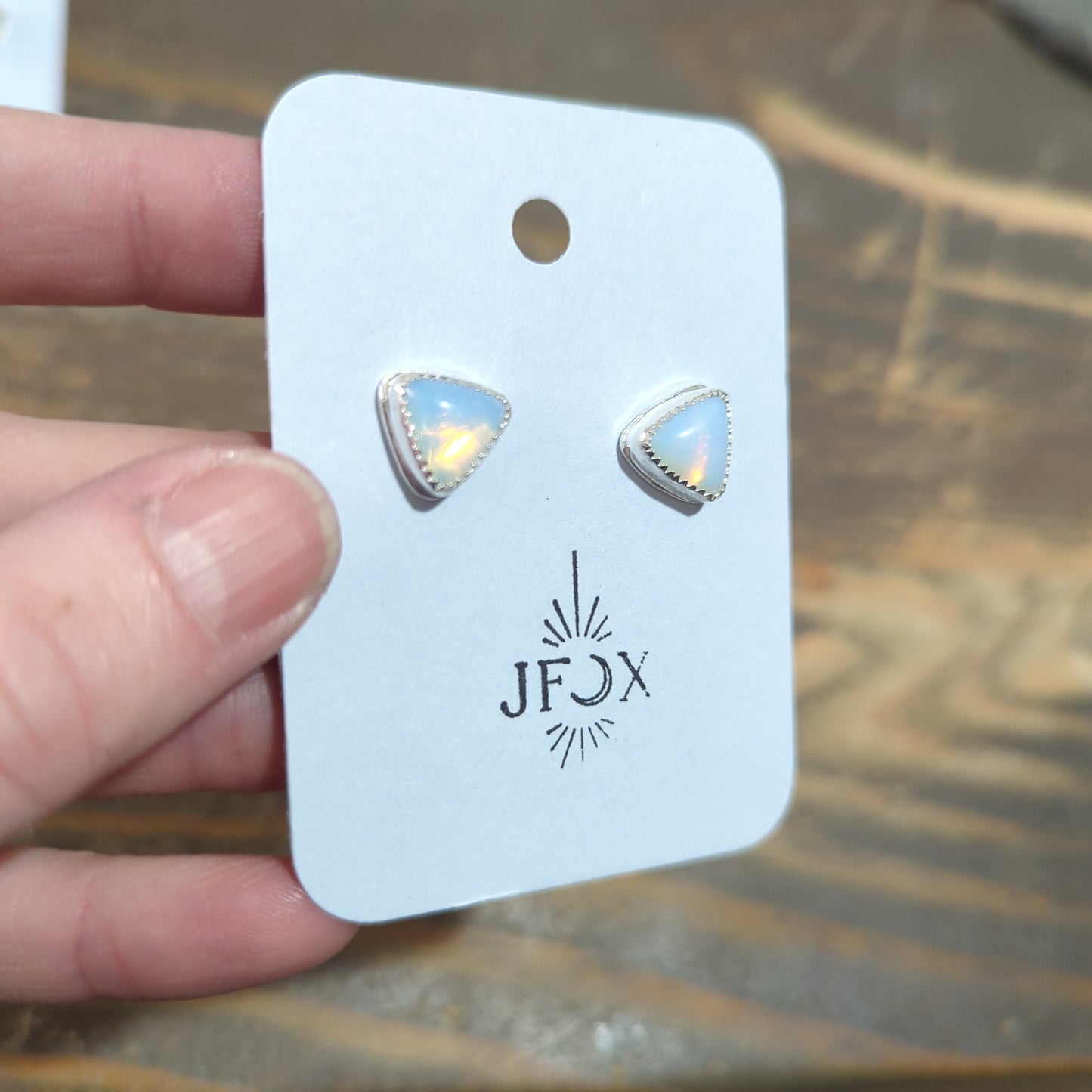 Opalite Trillion Triangle Studs (MTO)