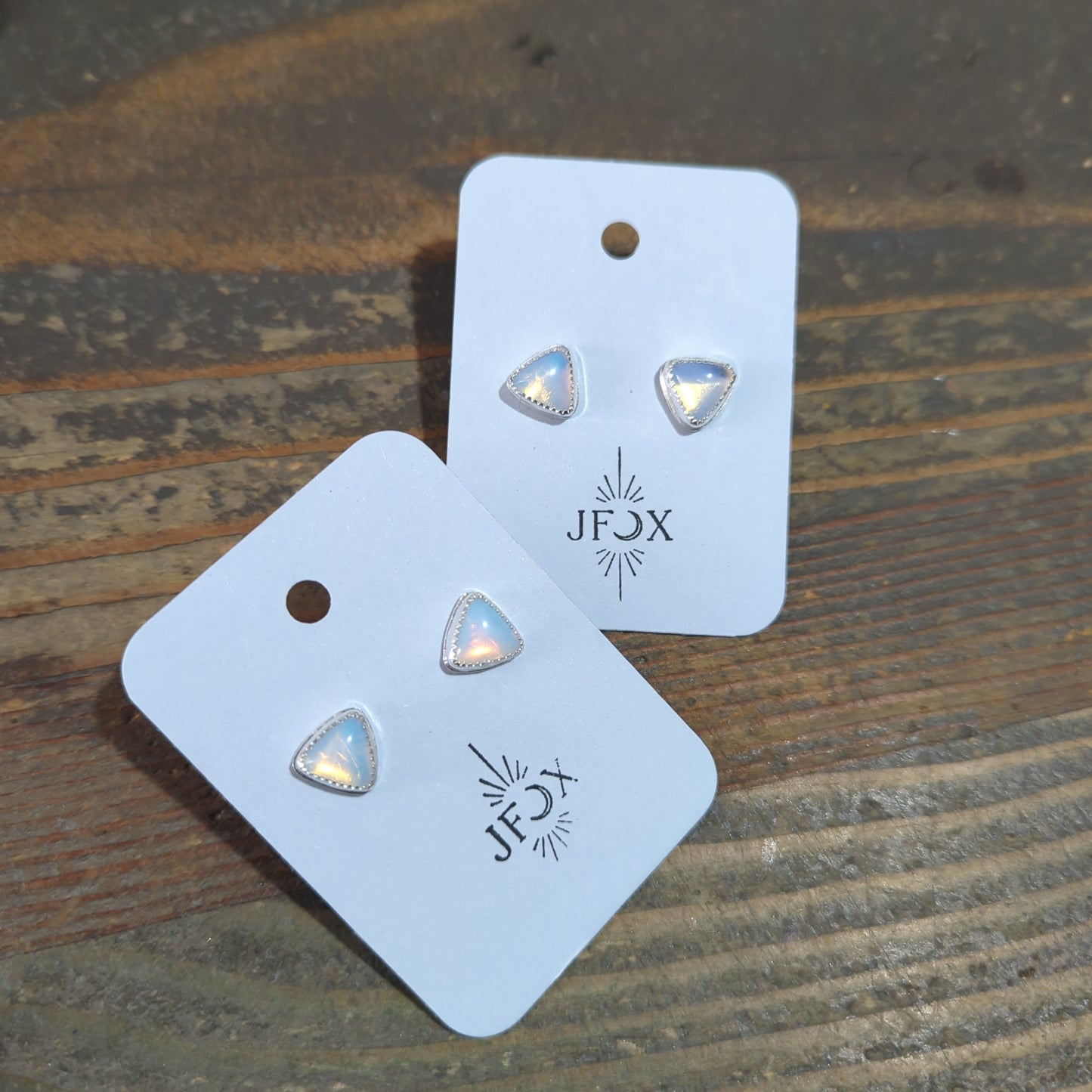 Opalite Trillion Triangle Studs (MTO)