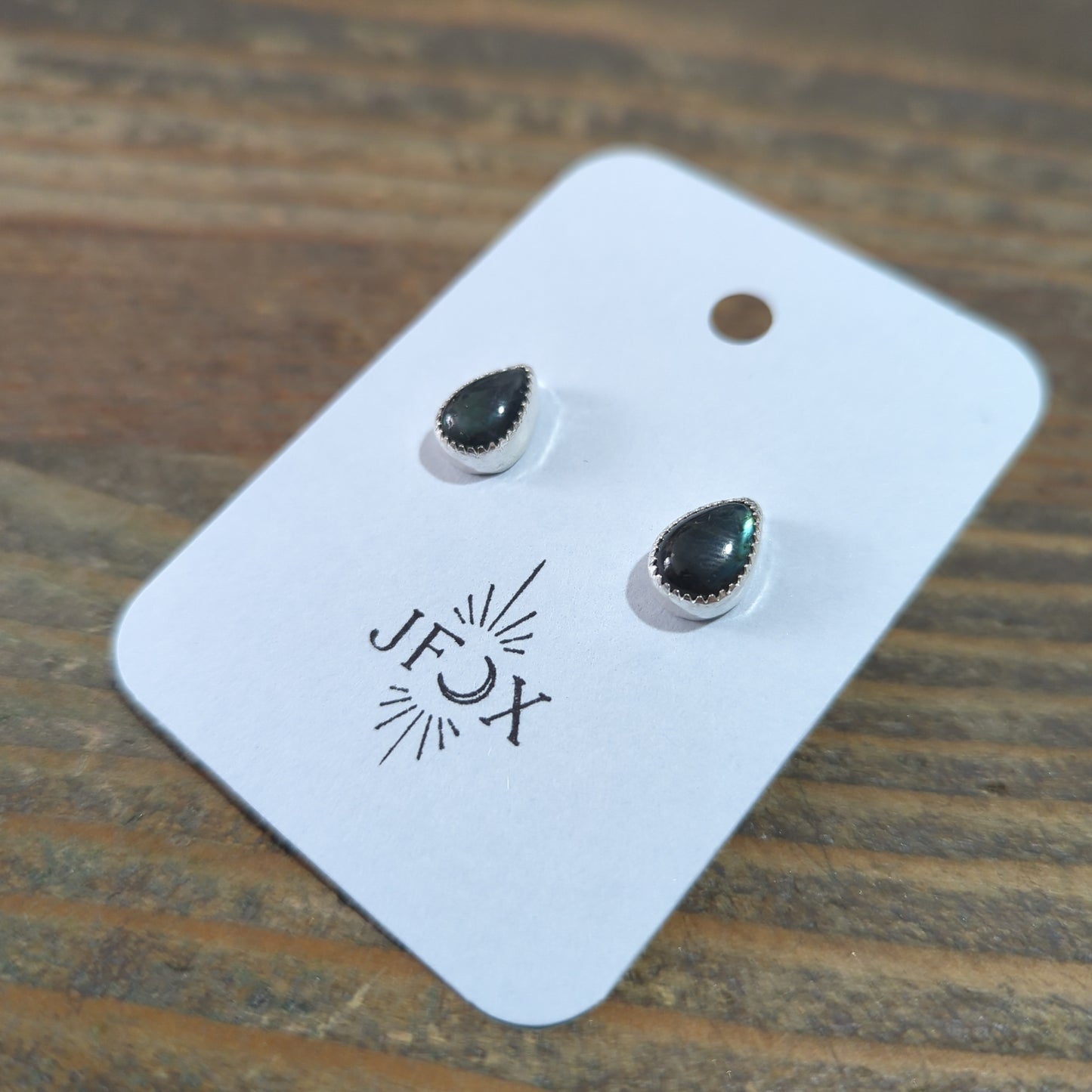 Labradorite Teardrop Sterling Silver Studs (RTS)