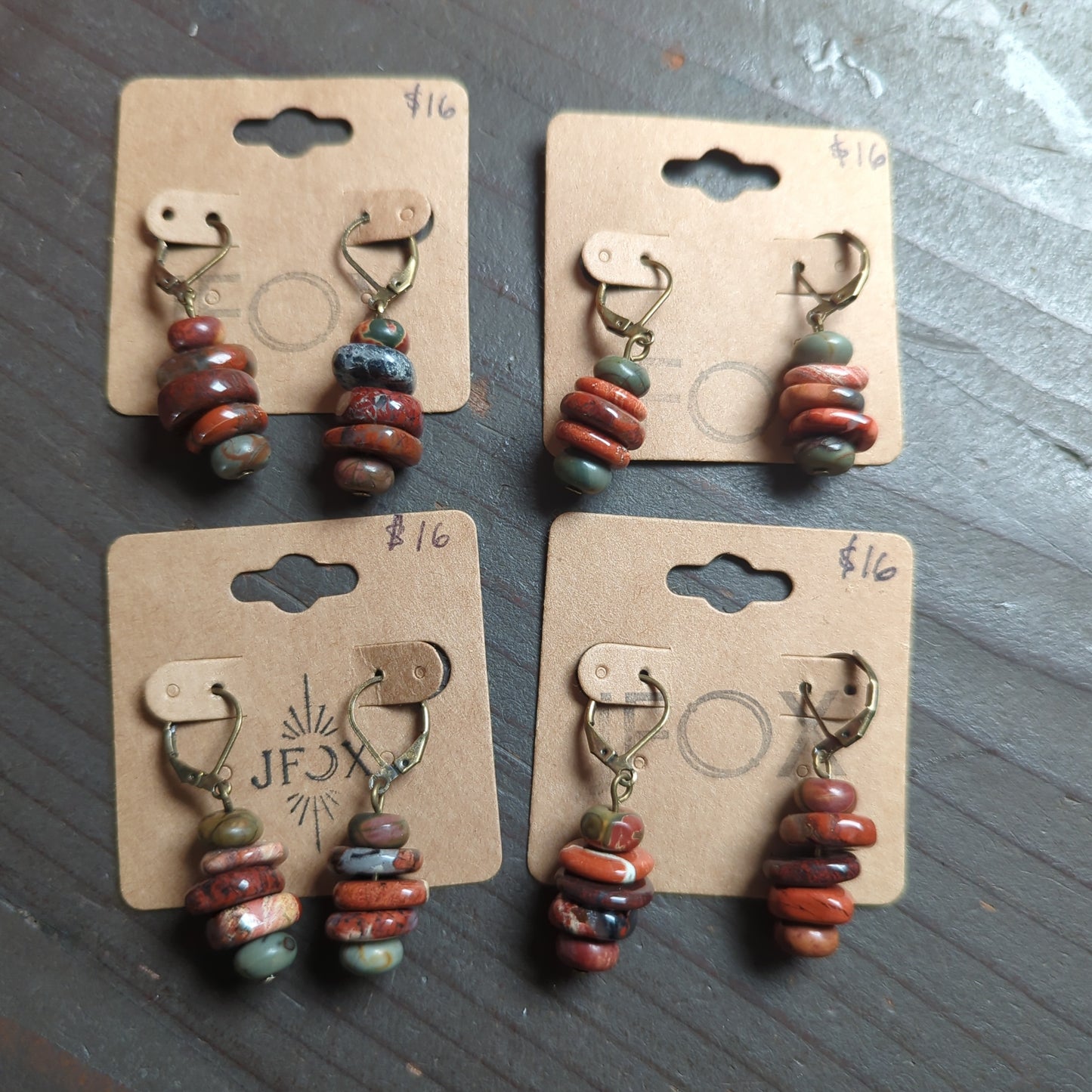 Picasso Jasper Stack Brass Hoops