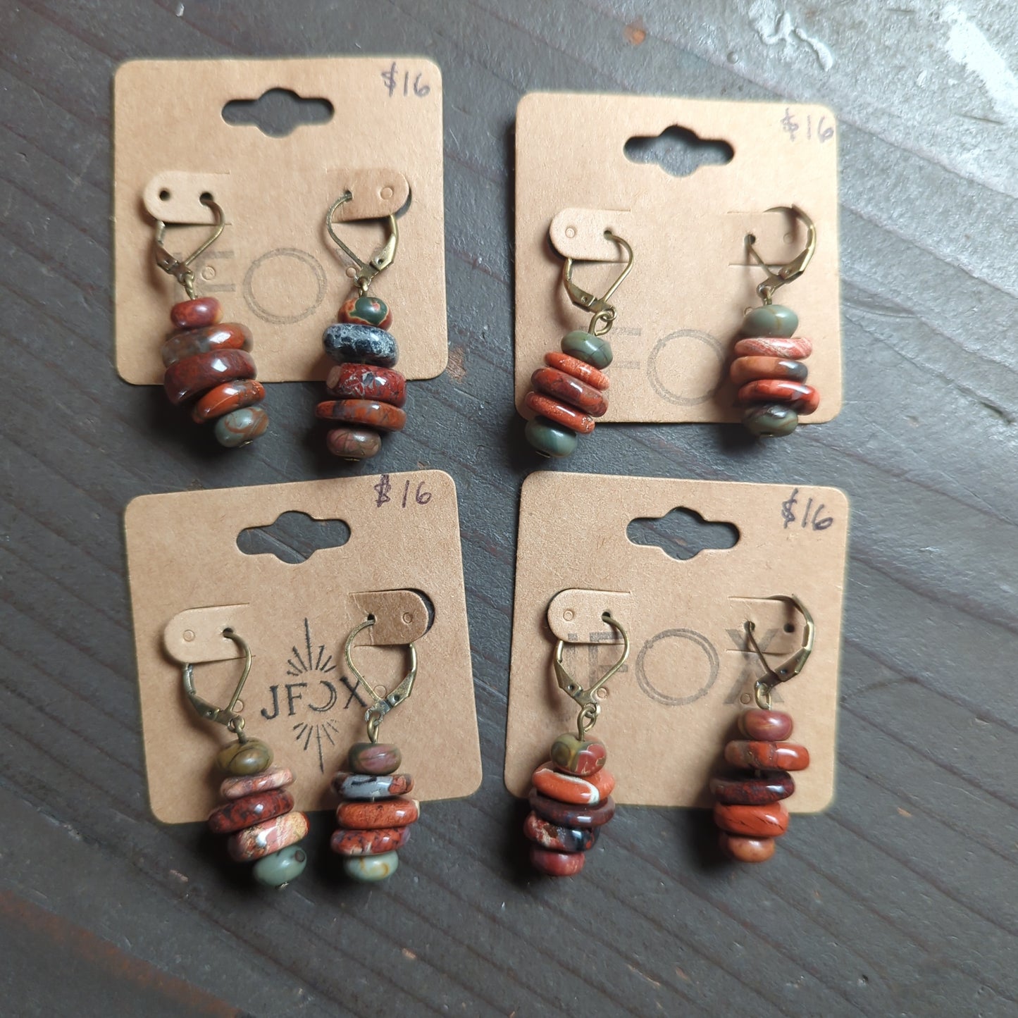 Picasso Jasper Stack Brass Hoops