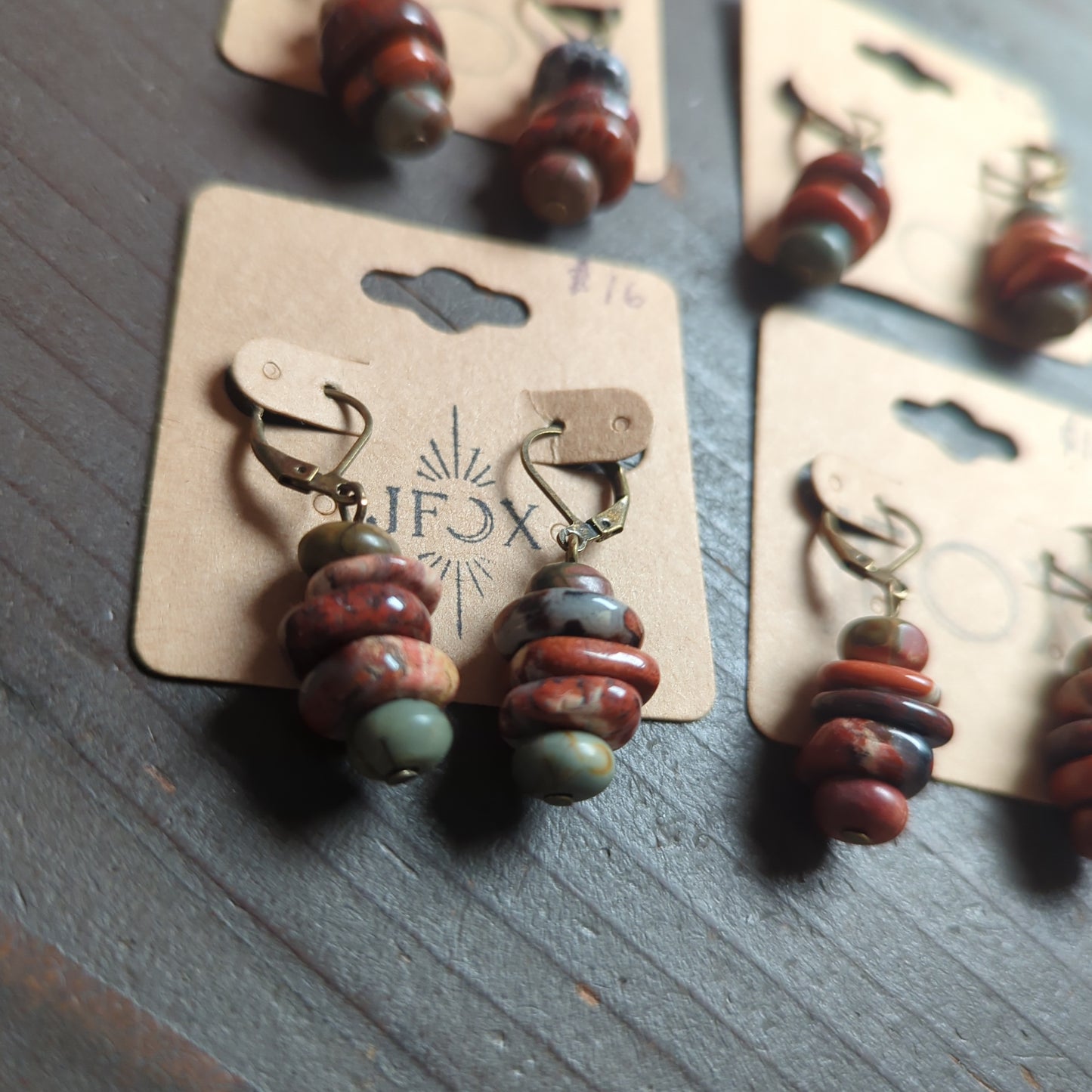 Picasso Jasper Stack Brass Hoops