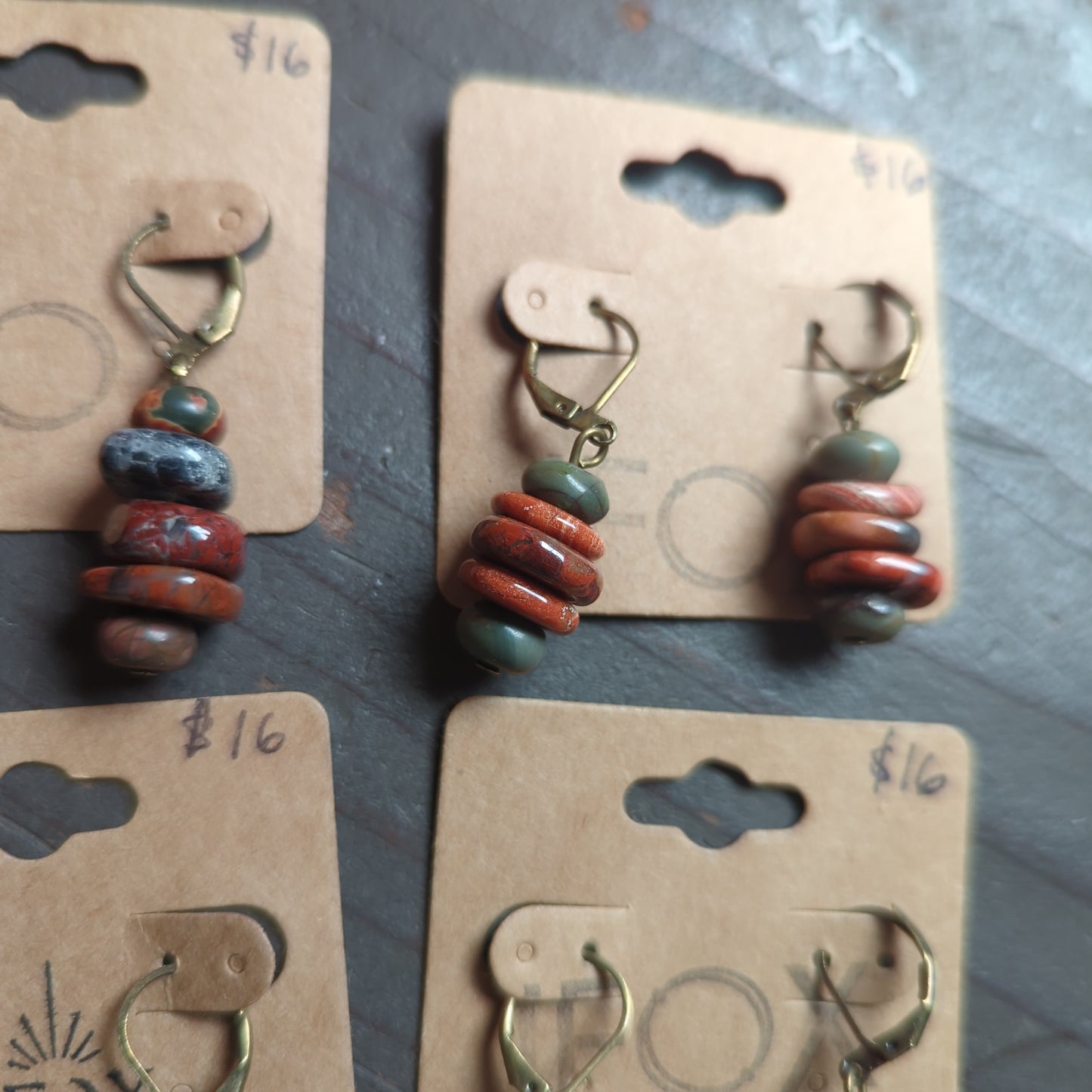 Picasso Jasper Stack Brass Hoops