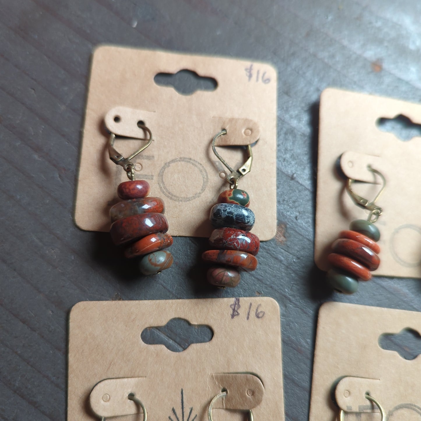 Picasso Jasper Stack Brass Hoops