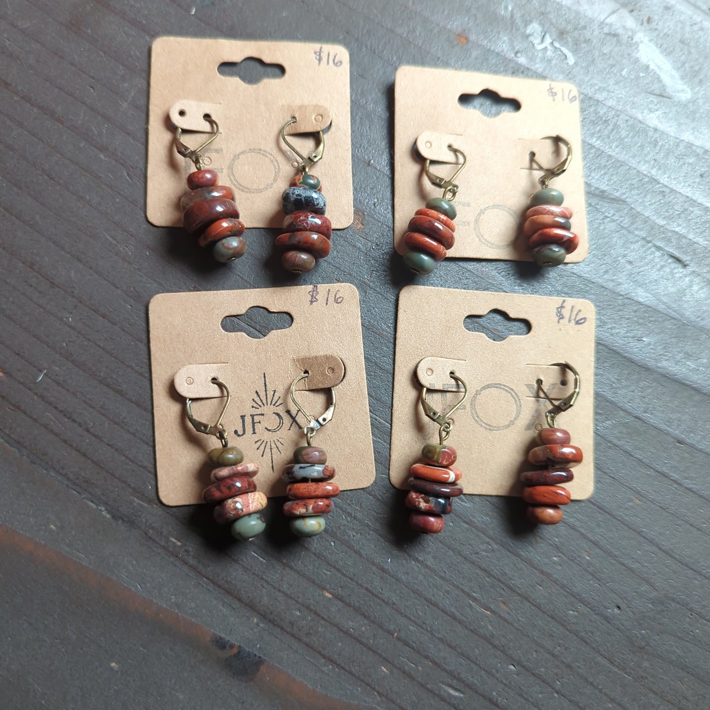 Picasso Jasper Stack Brass Hoops