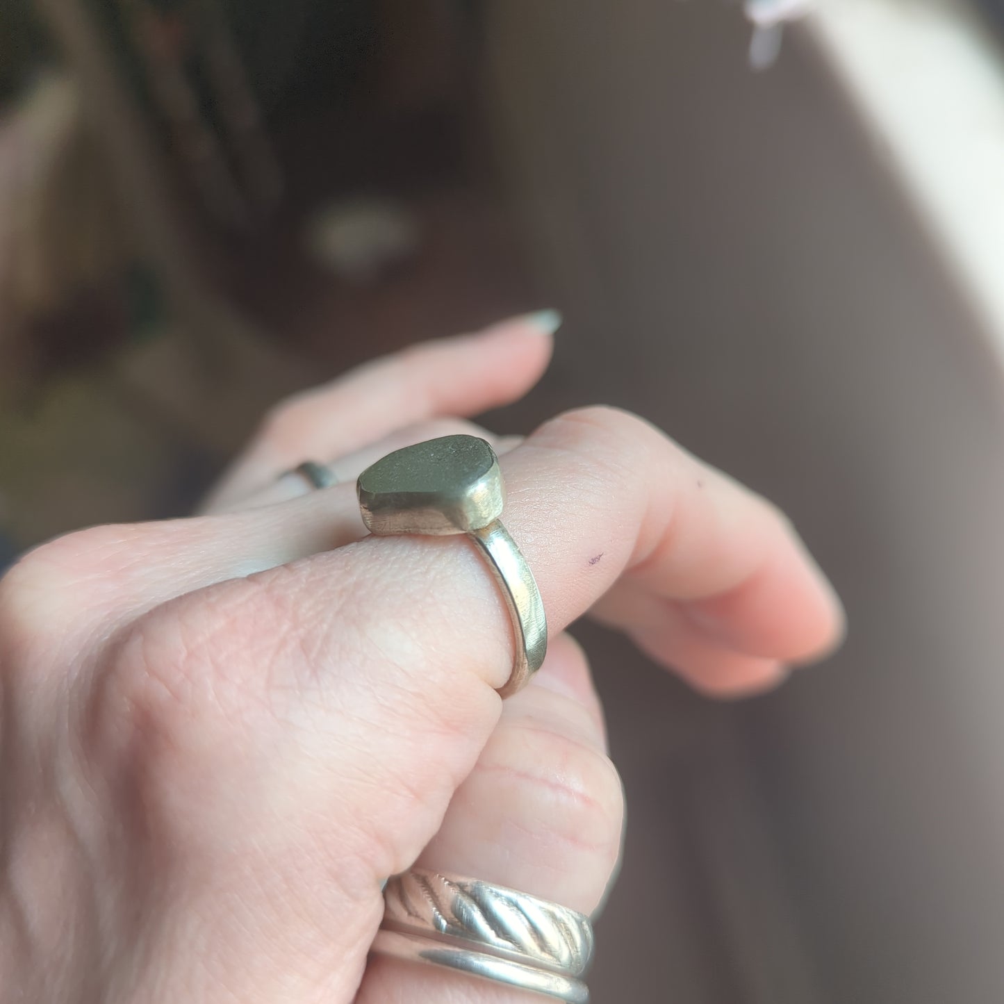 Clear Seaglass Cloud Sterling Silver Ring - Size 7.5