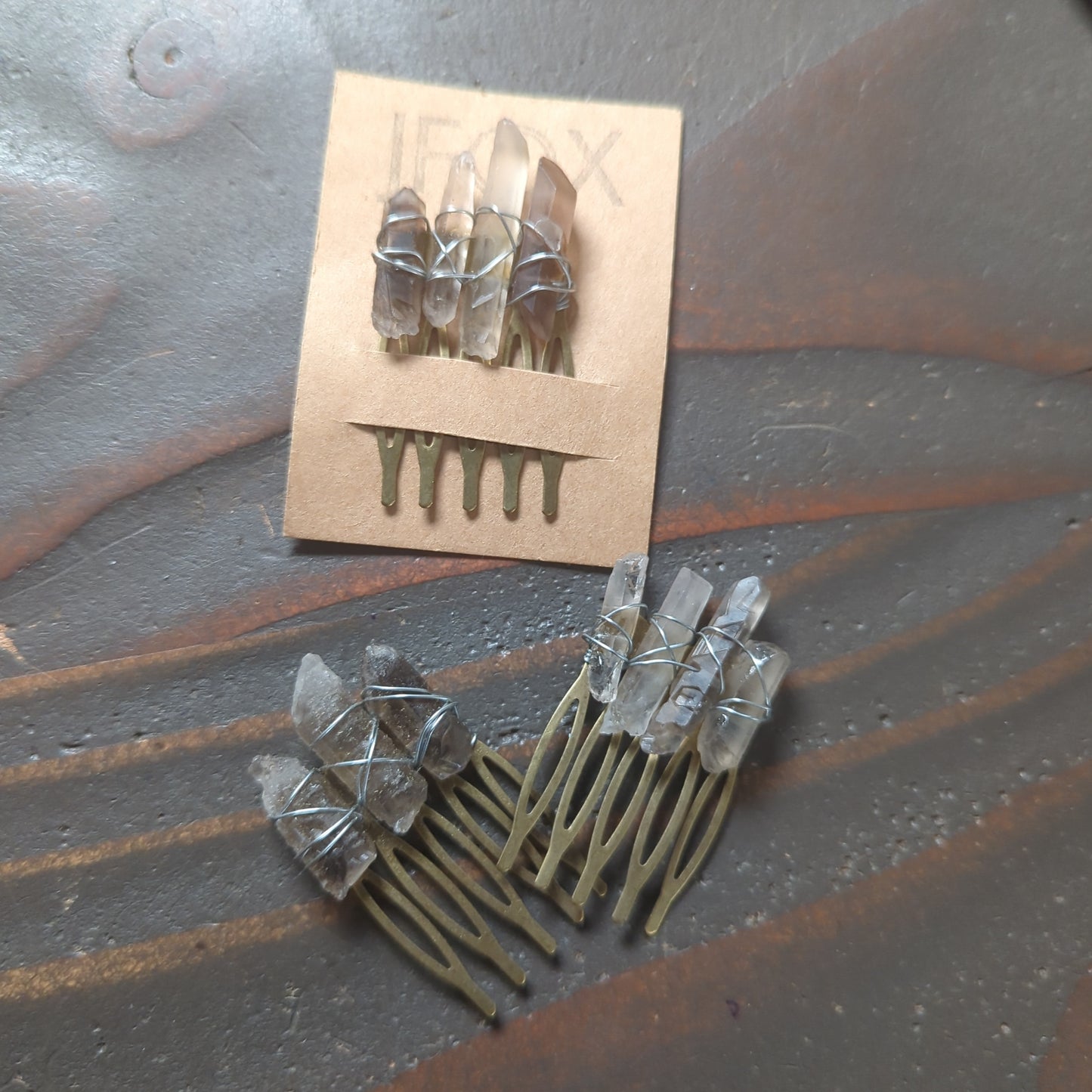 Small Smoky Quartz Crystal Hair Comb