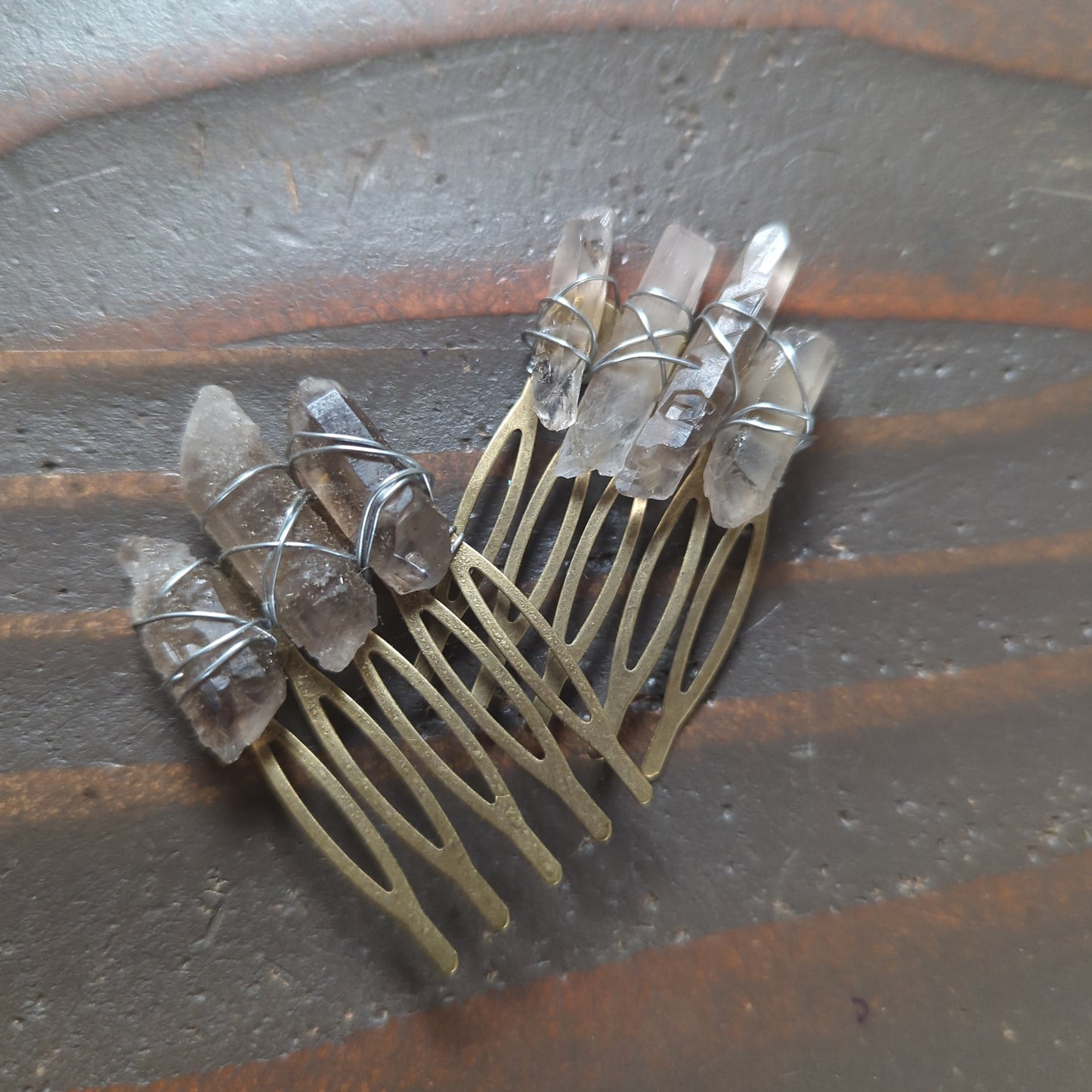 Small Smoky Quartz Crystal Hair Comb