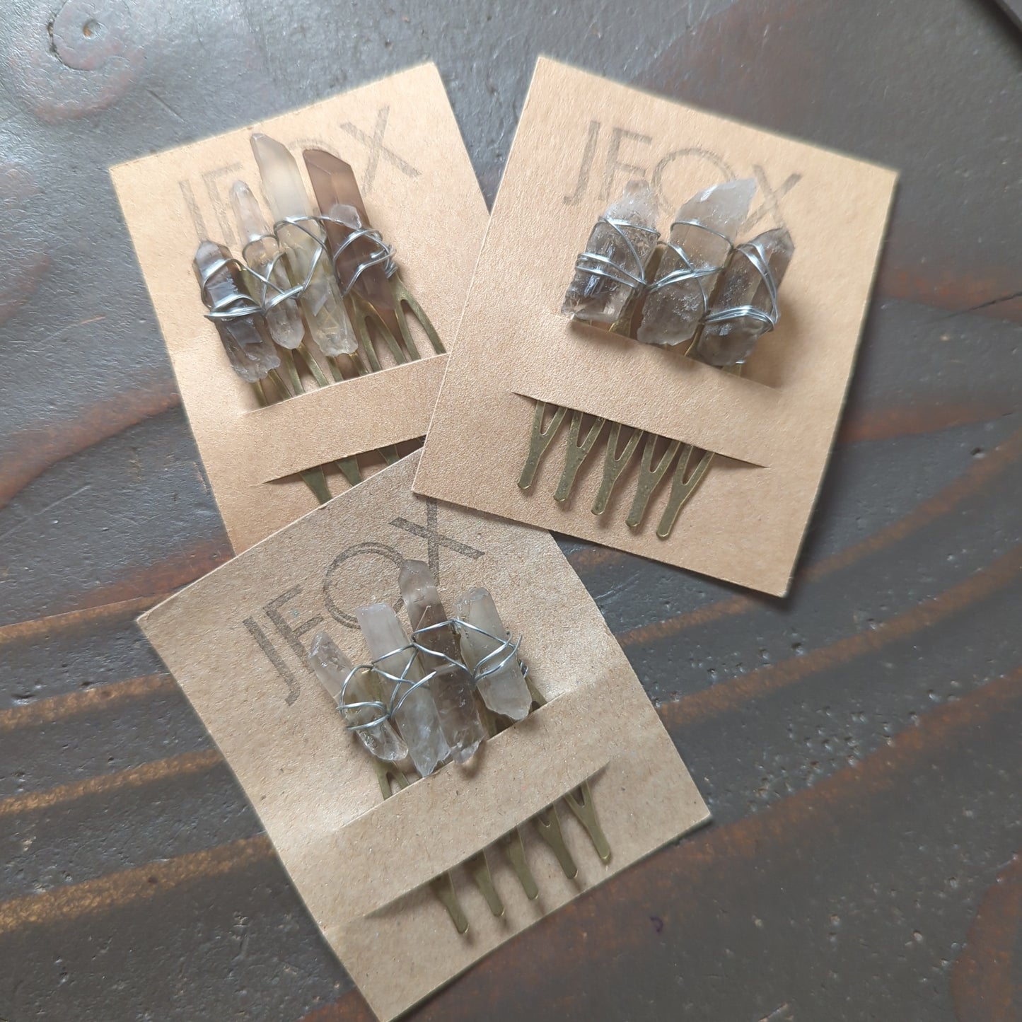 Small Smoky Quartz Crystal Hair Comb