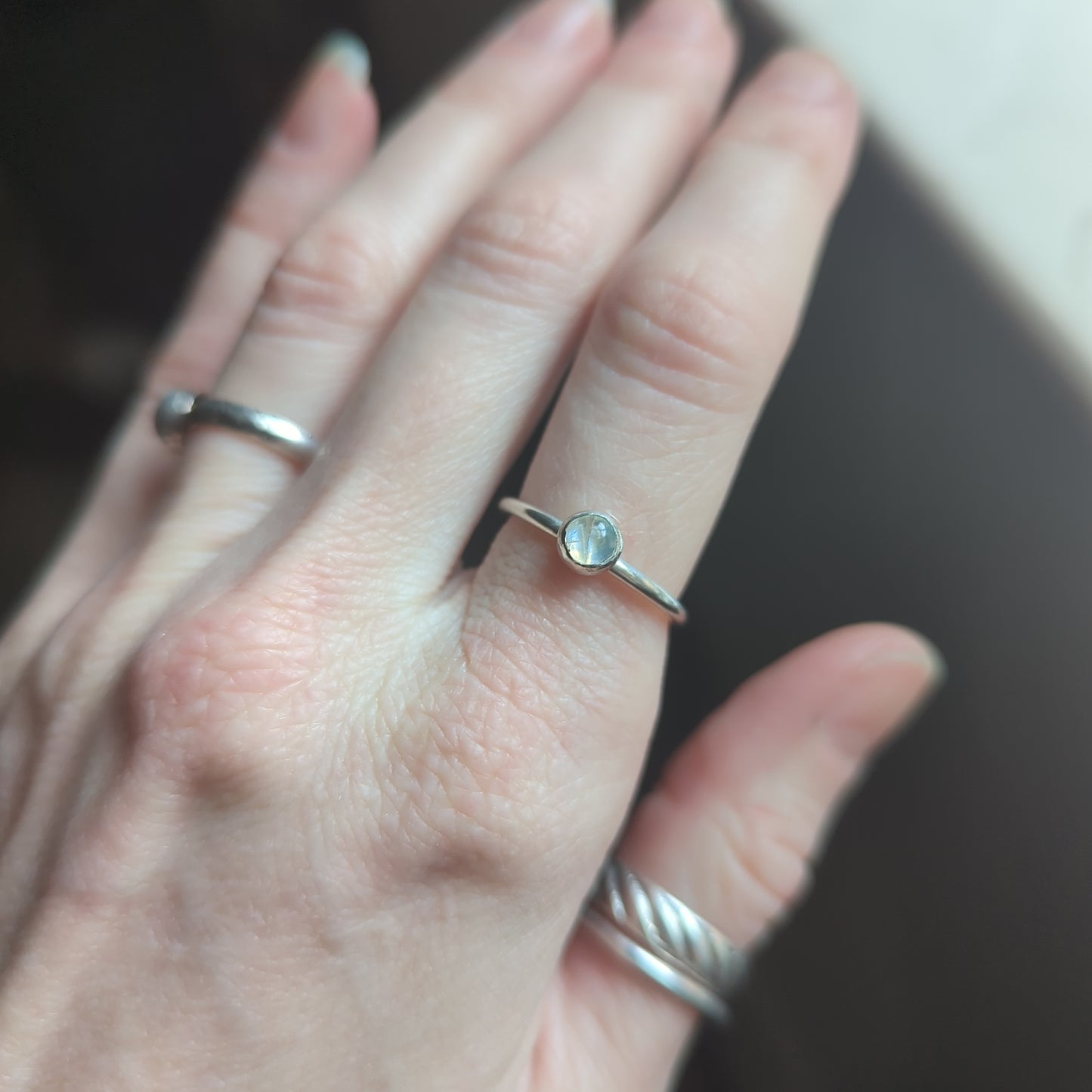 5mm Moonstone Stacker Silver Ring (various sizes available- MTO)