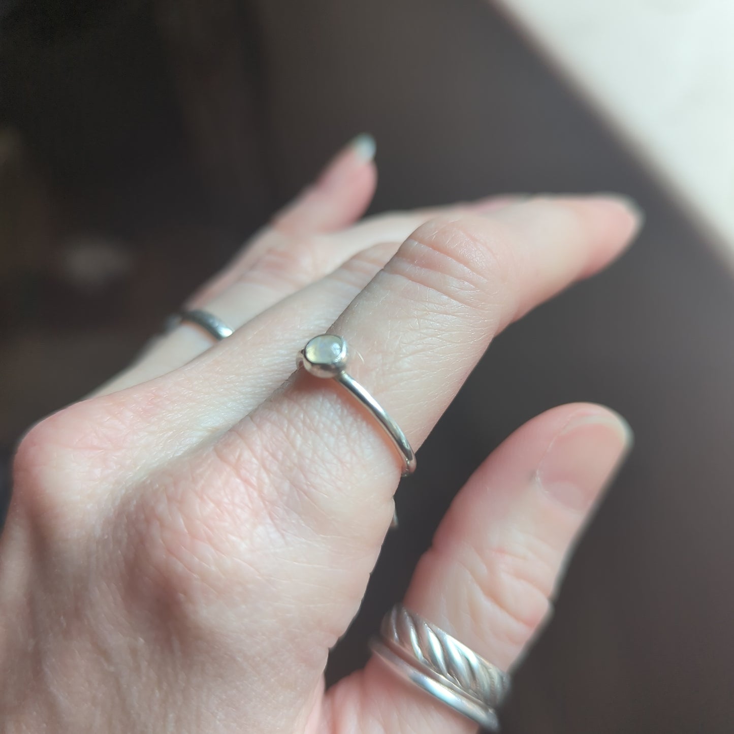 5mm Moonstone Stacker Silver Ring (various sizes available- MTO)