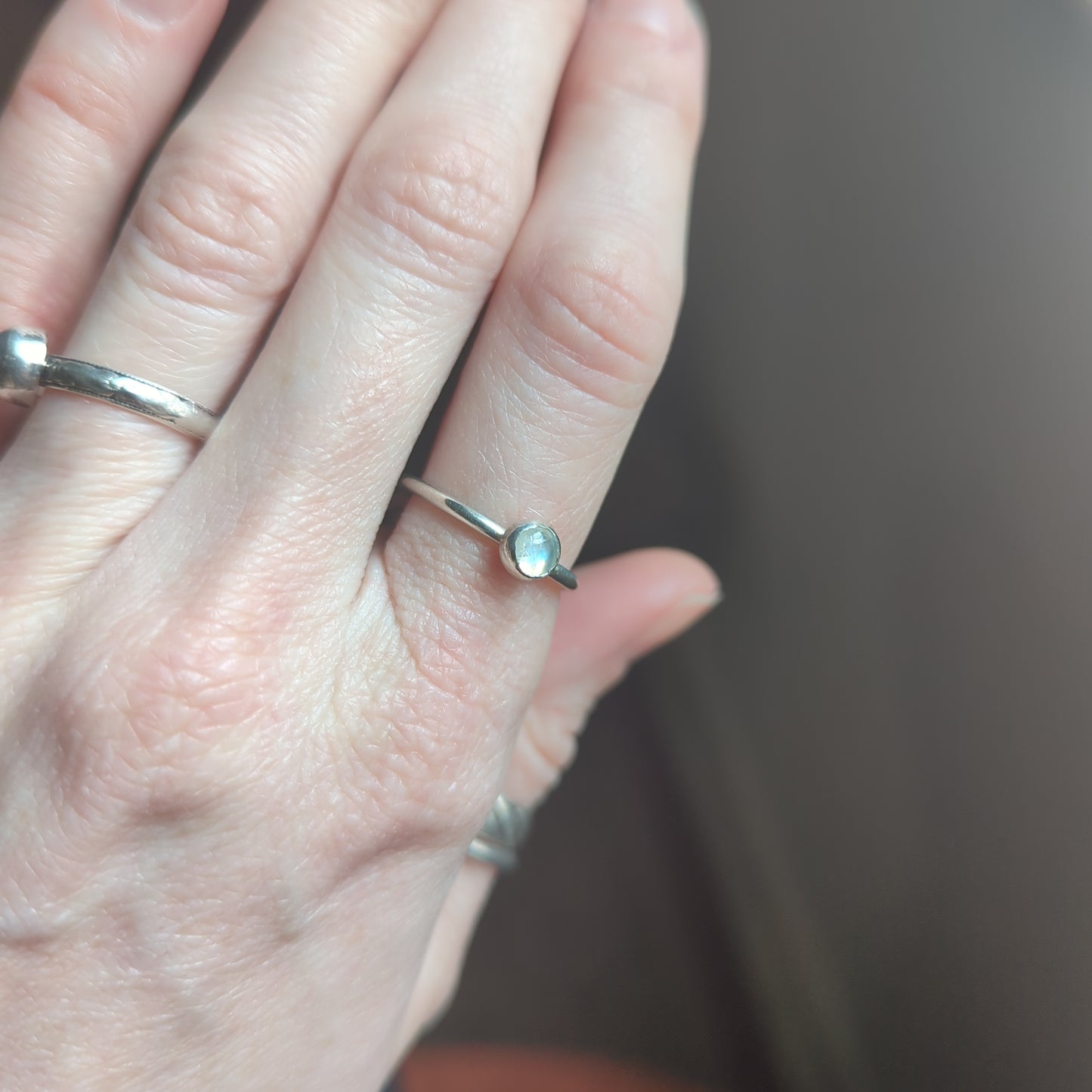 5mm Moonstone Stacker Silver Ring (various sizes available- MTO)