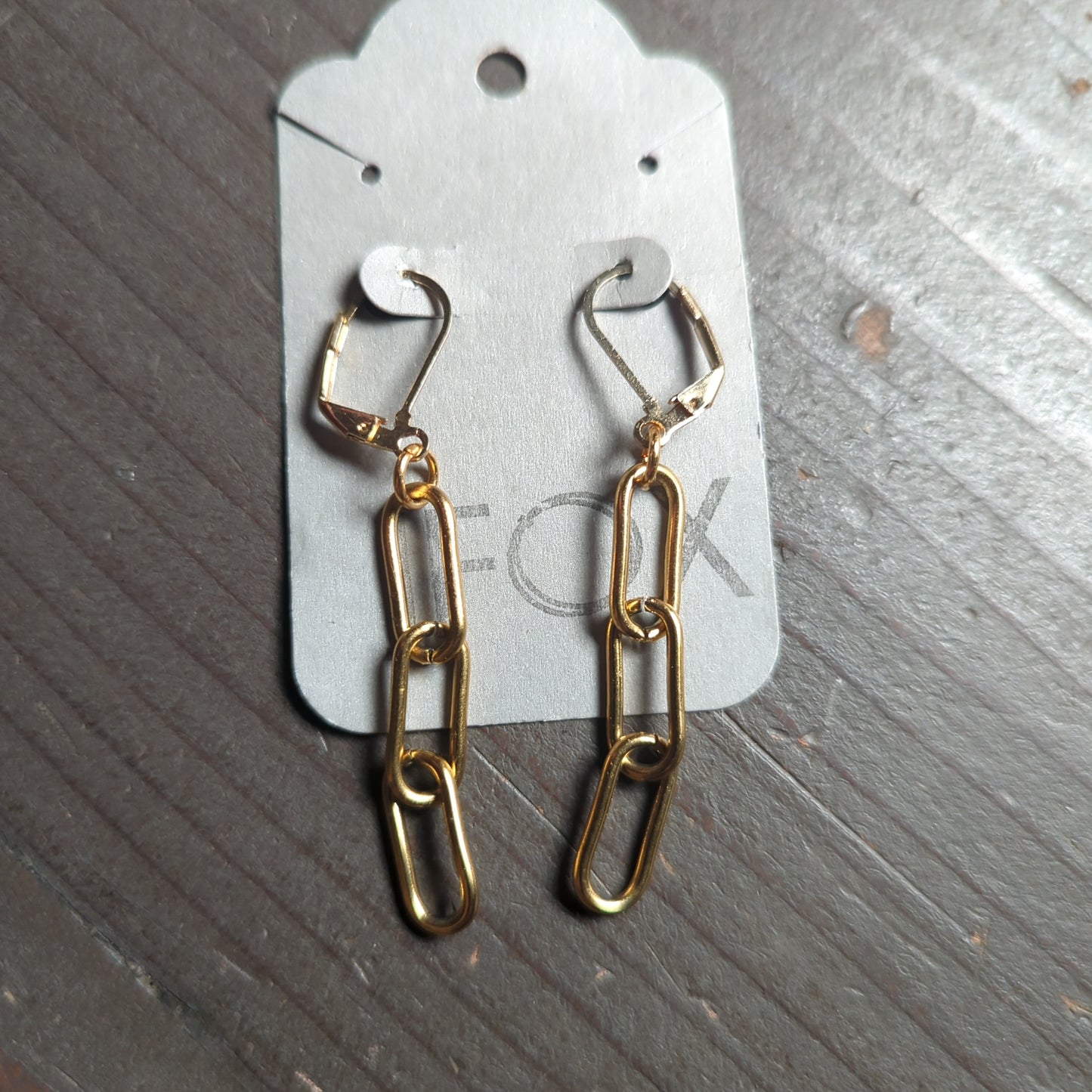 Paper Clip Chain Gold Hoop Earrings