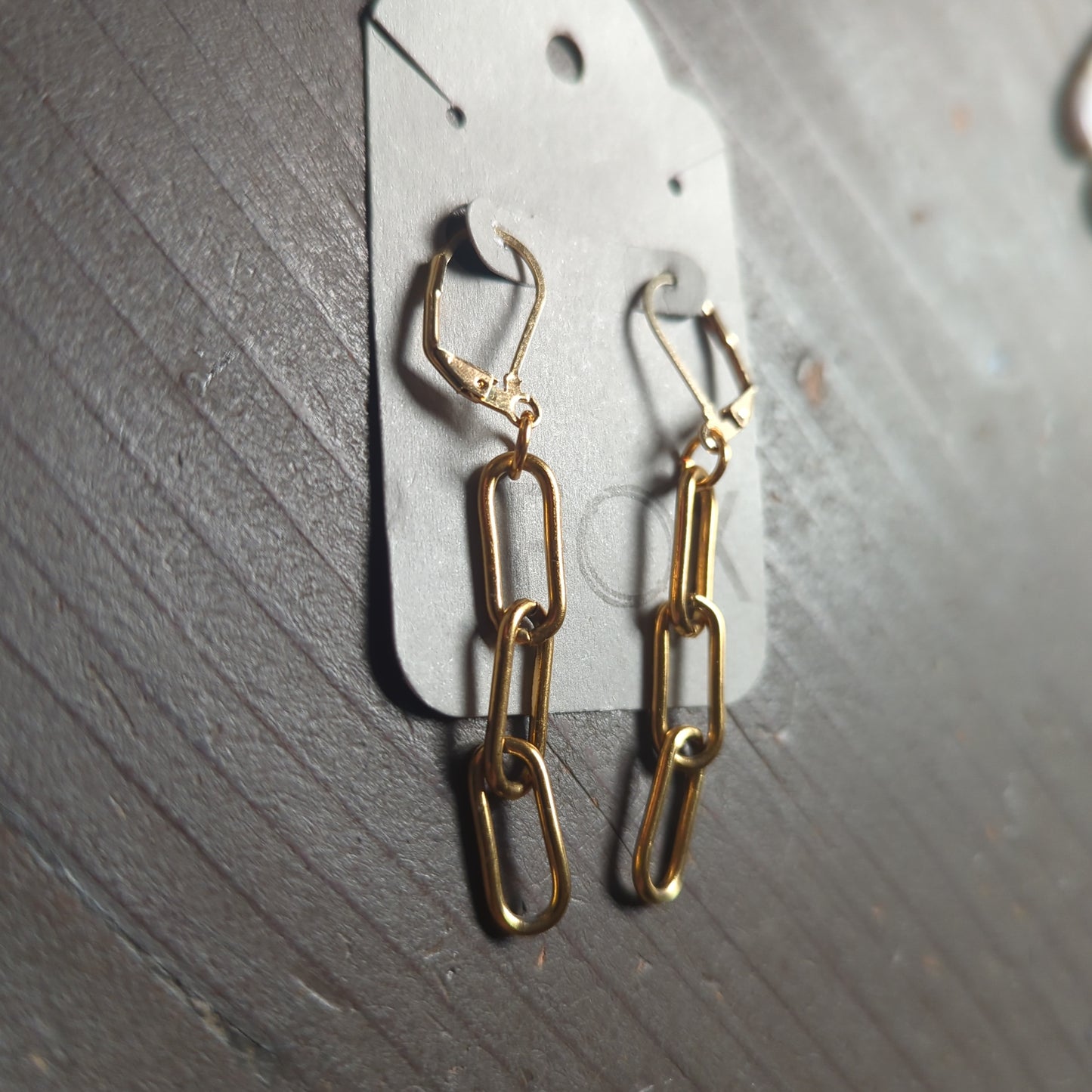 Paper Clip Chain Gold Hoop Earrings