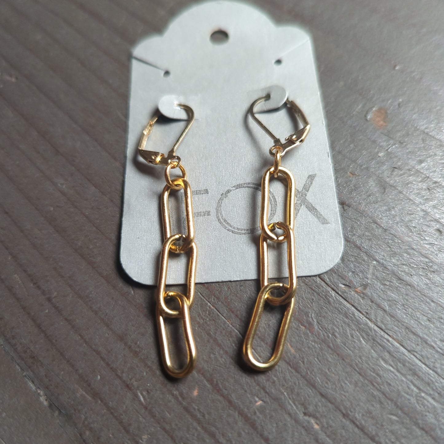 Paper Clip Chain Gold Hoop Earrings