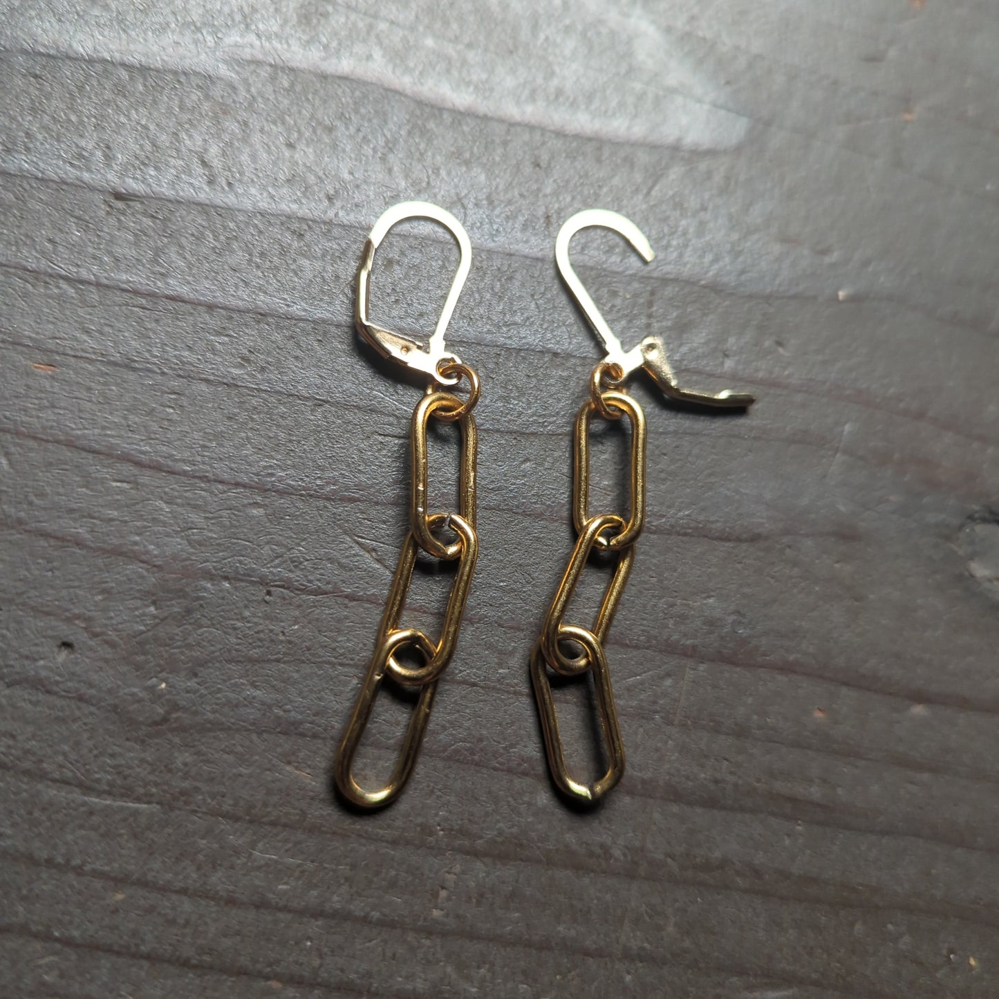 Paper Clip Chain Gold Hoop Earrings