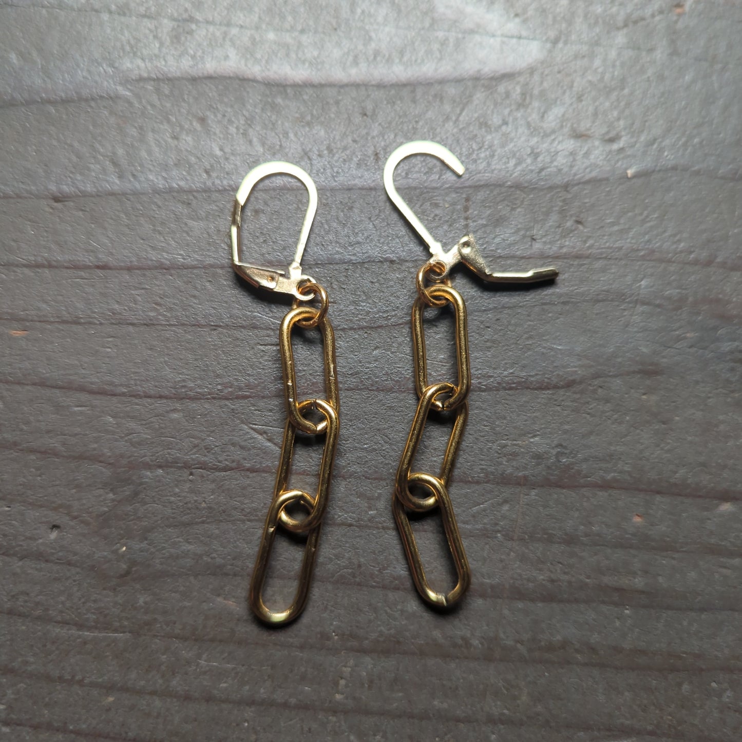 Paper Clip Chain Gold Hoop Earrings