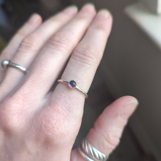 4mm Amethyst Sterling Silver Ring (Various Sizes Available MTO)