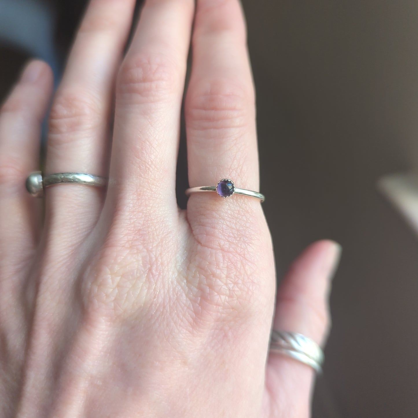 4mm Amethyst Sterling Silver Ring (Various Sizes Available MTO)