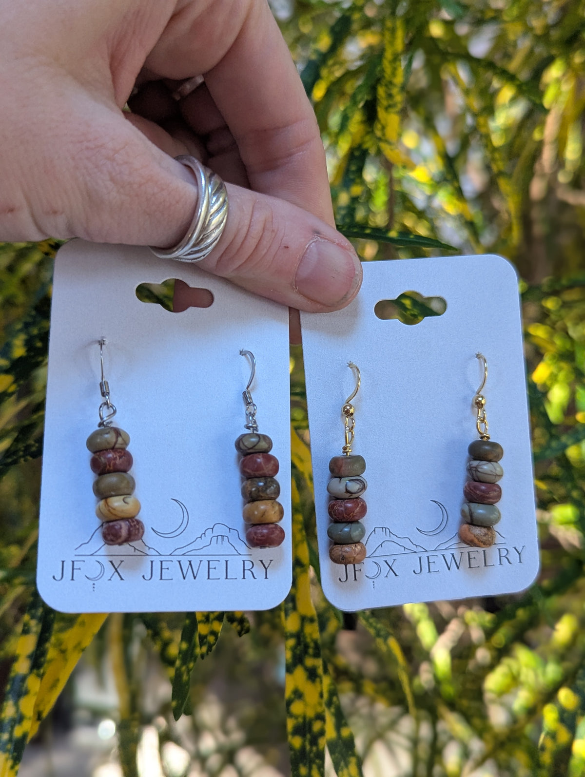 Picasso Jasper Drop Earrings (silver or gold