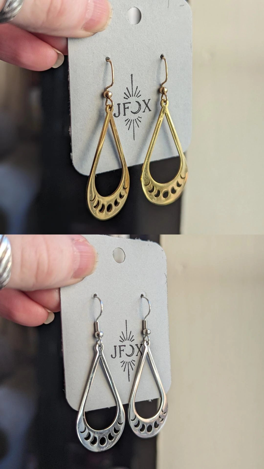 Moon Phase Stainless Teardrops (Silver or Gold)