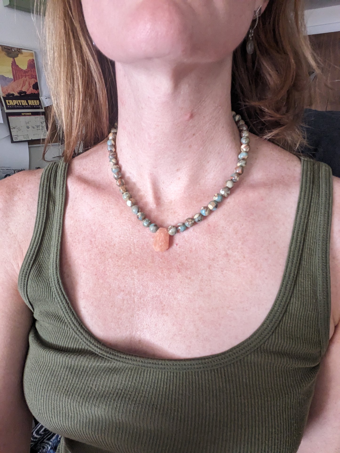 Peach Calcite Short Gemmy Necklace (various stone options available)