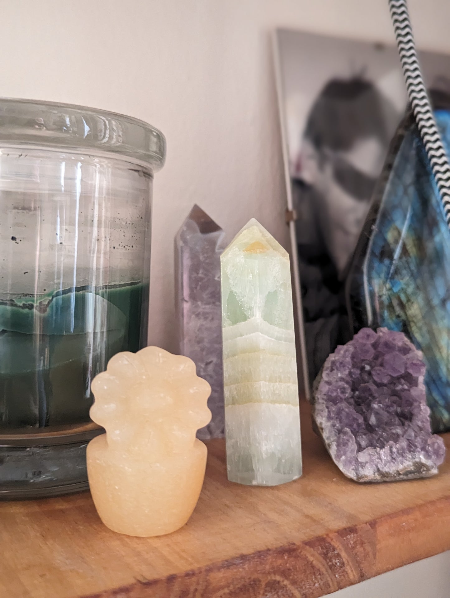 Orange Calcite Carved Flower in Pot