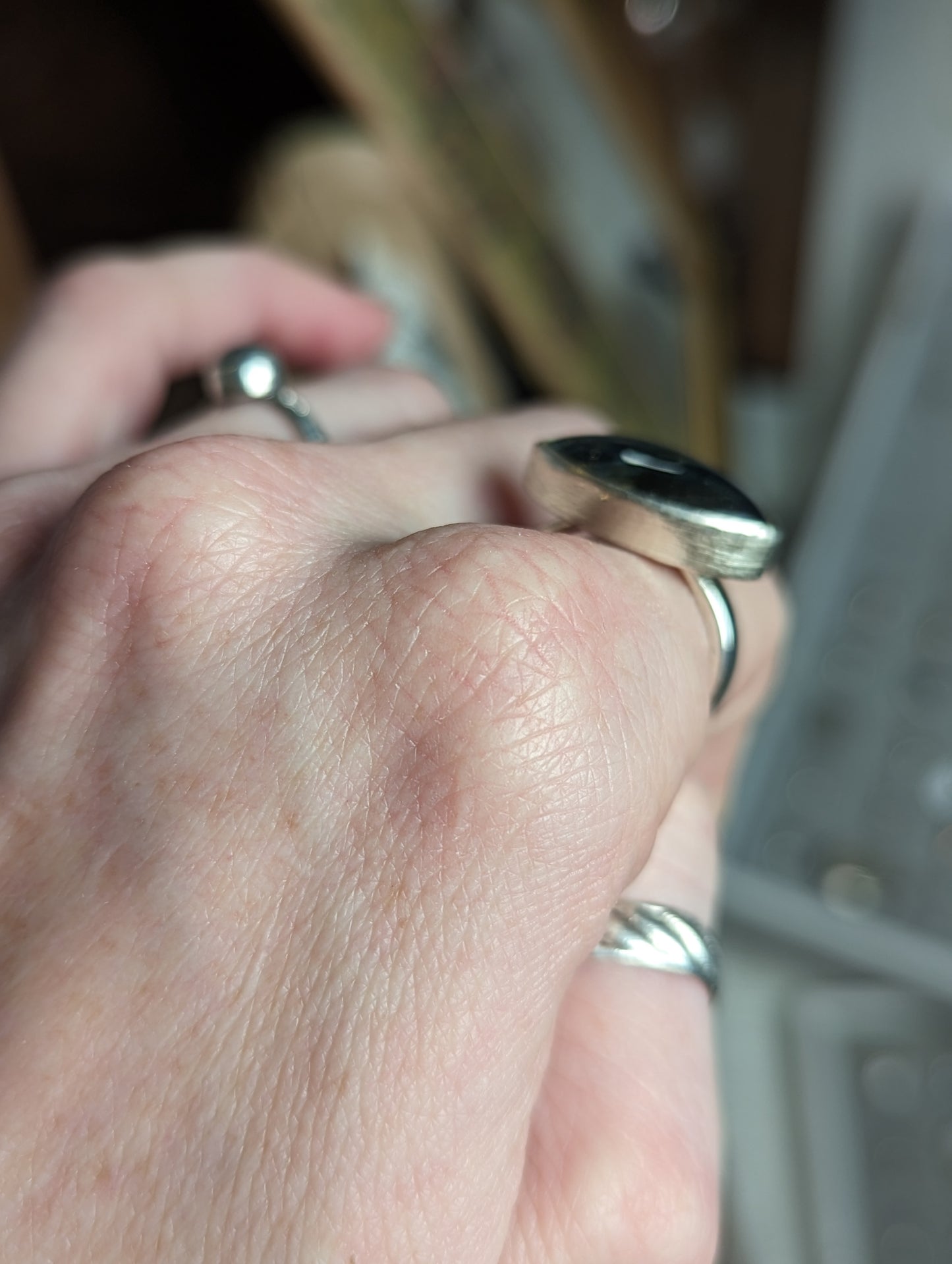 Labradorite Horizontal Marquise Sterling Silver Ring - Size 10.5