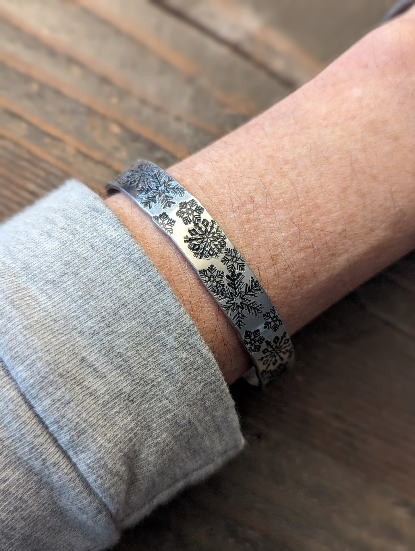 Winter Hand Stamped Cuff (Various Designs Available)