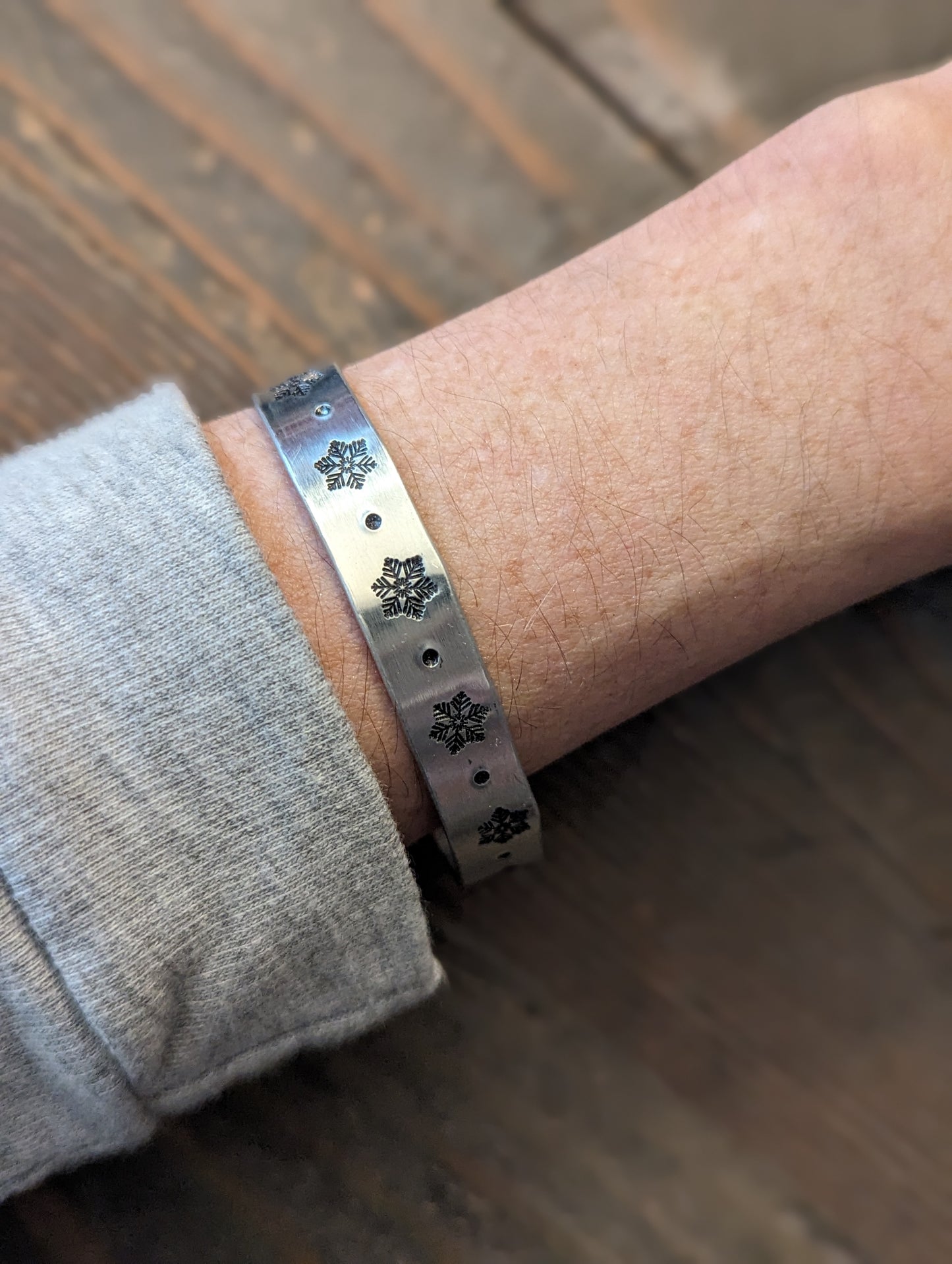 Winter Hand Stamped Cuff (Various Designs Available)