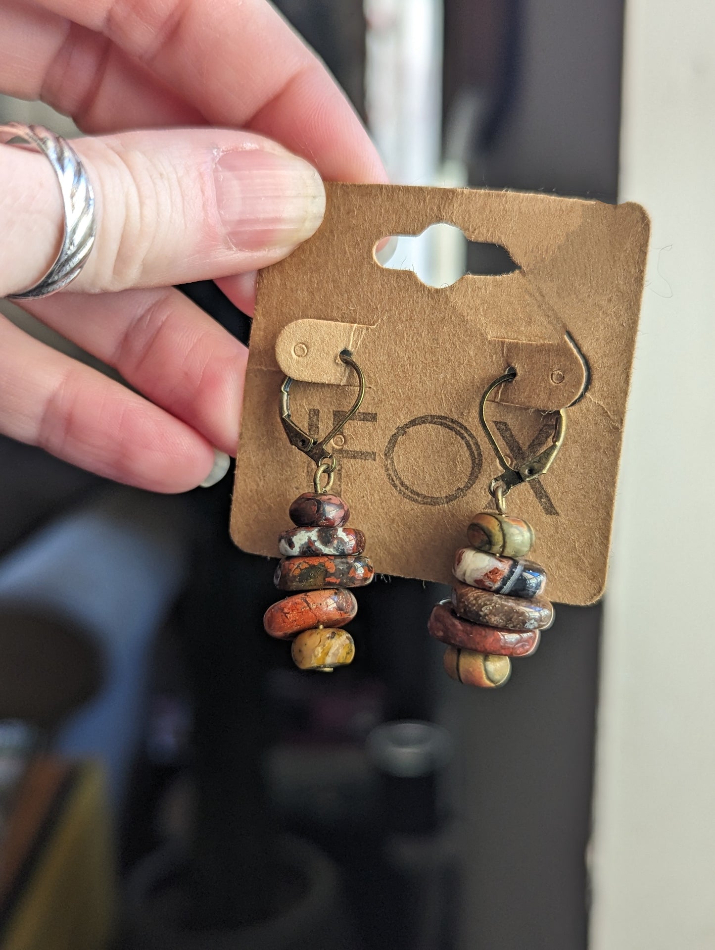 Picasso Jasper Stack Brass Hoops