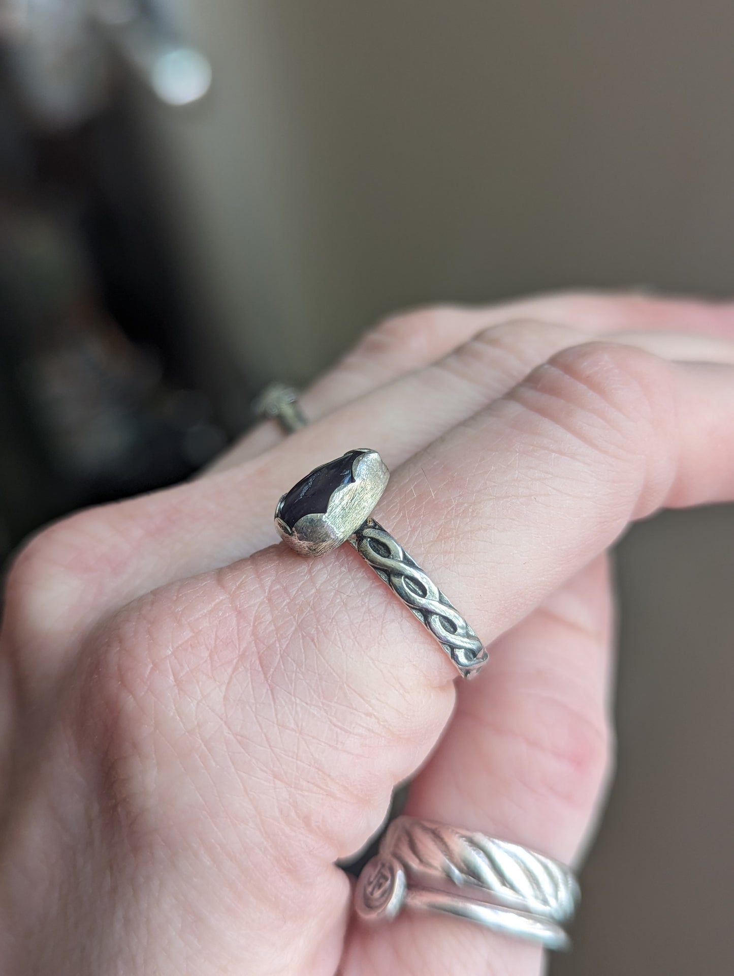 Amethyst Tear Drop Ring - Size 7.5