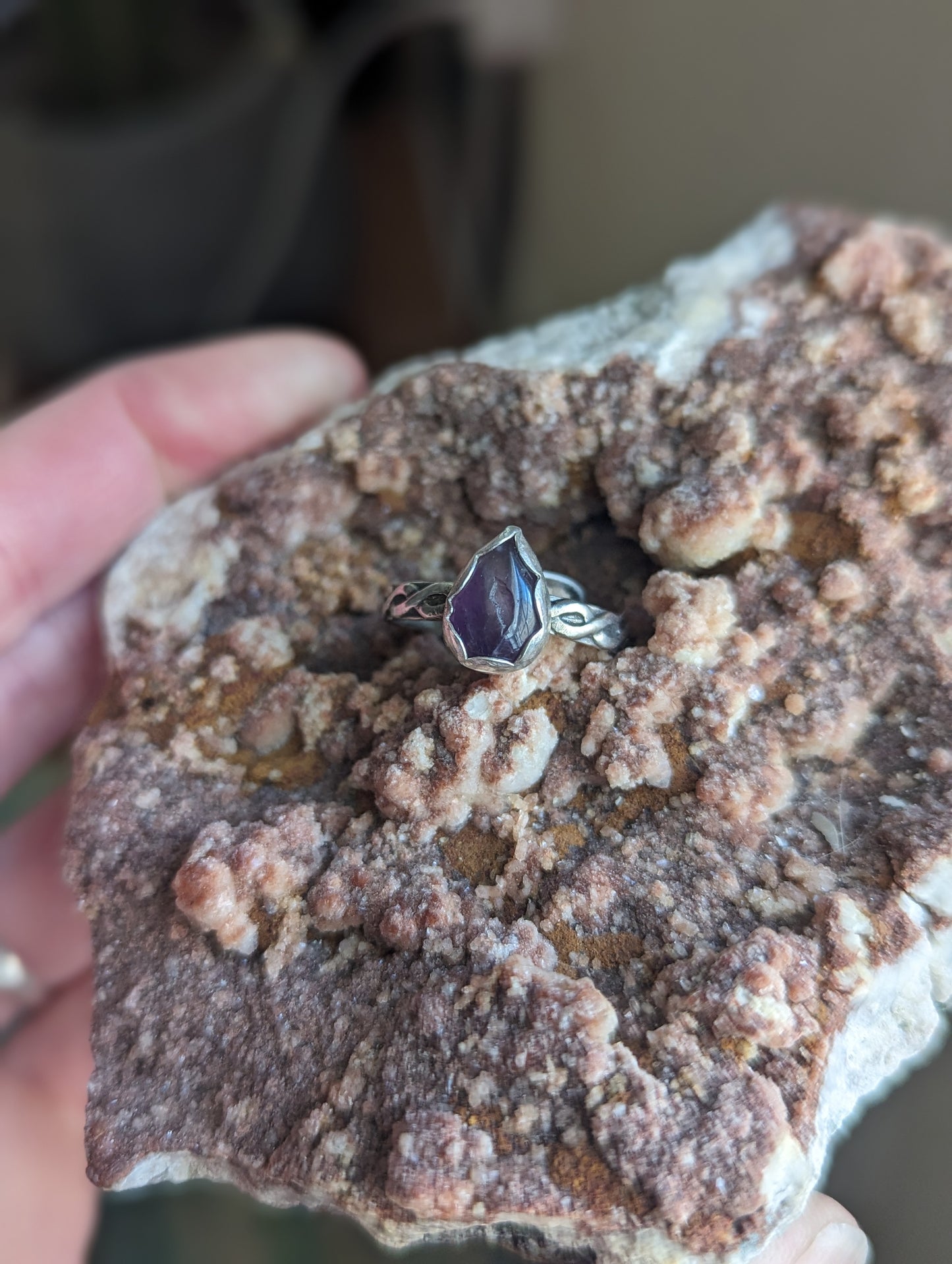Amethyst Tear Drop Ring - Size 7.5