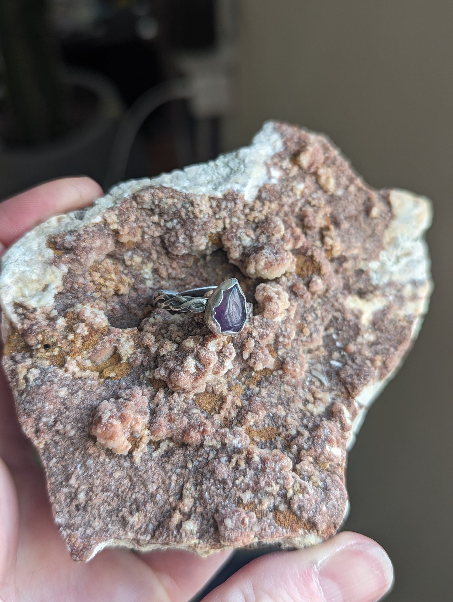 Amethyst Tear Drop Ring - Size 7.5