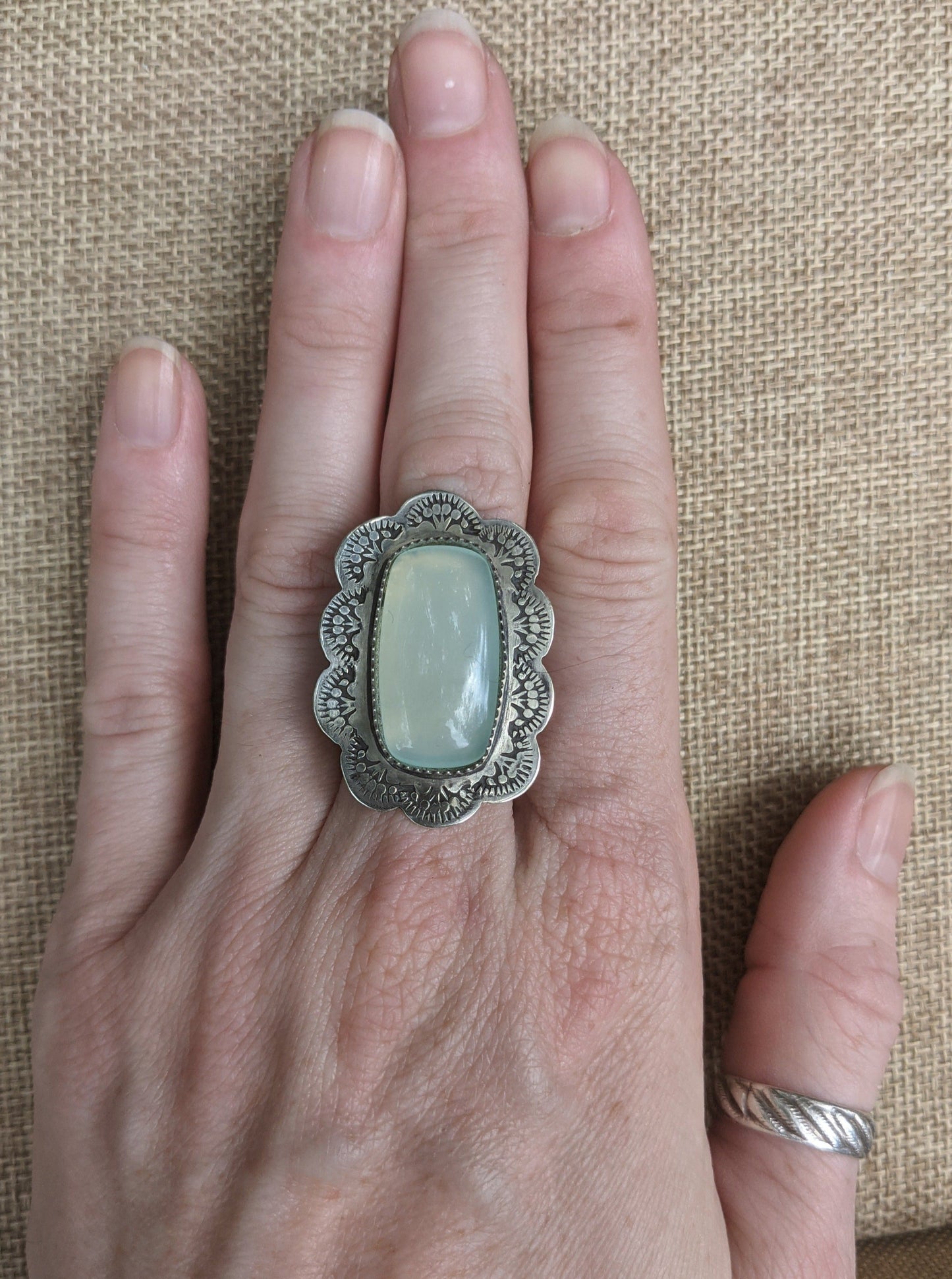 Copy of Aqua Chalcedony Rectangle Flower Necklace (MTO)