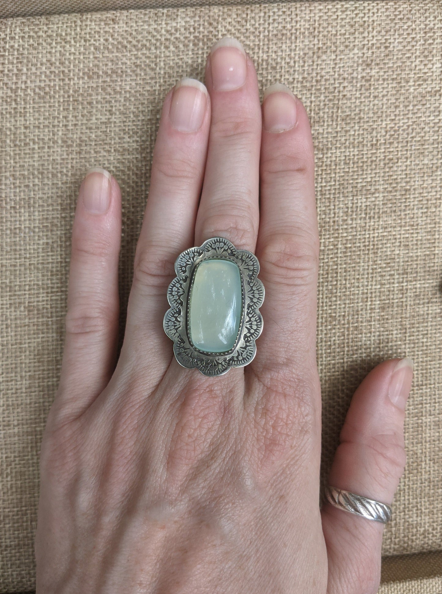Copy of Aqua Chalcedony Rectangle Flower Necklace (MTO)