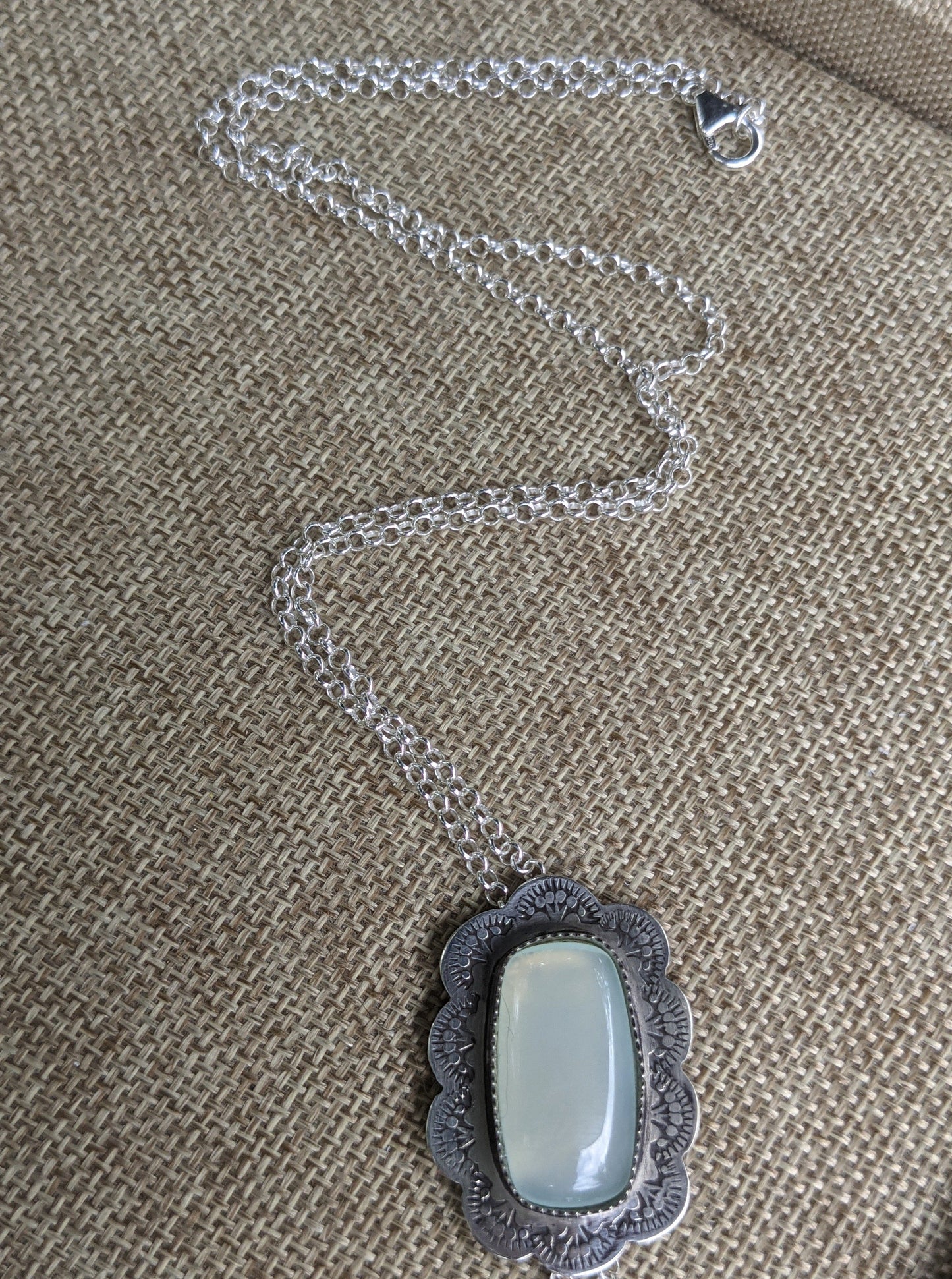 Copy of Aqua Chalcedony Rectangle Flower Necklace (MTO)