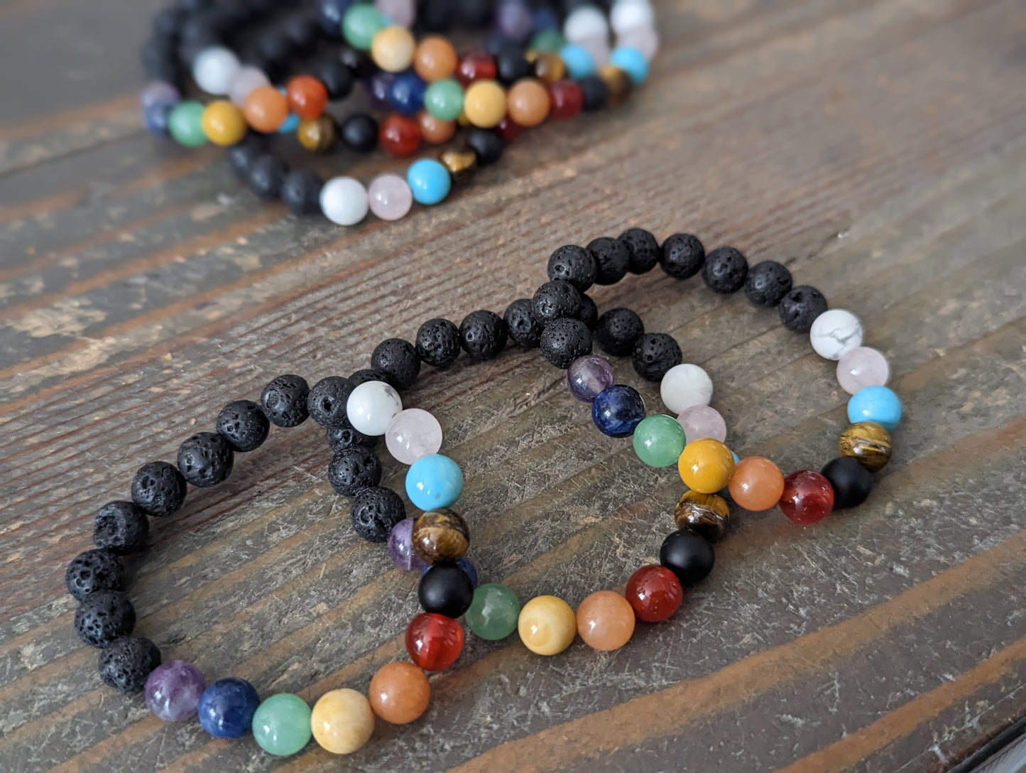 Pulsera arcoíris de chakras (varios tamaños disponibles)