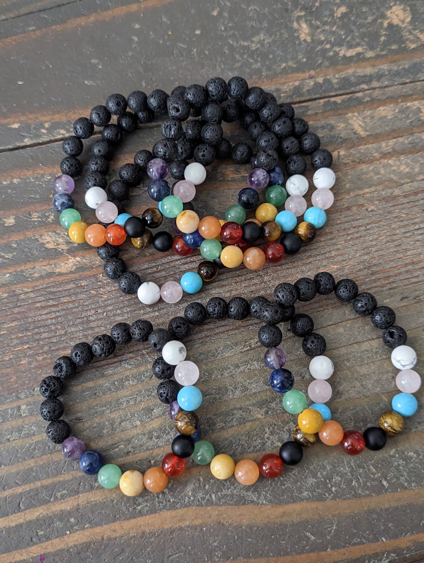 Pulsera arcoíris de chakras (varios tamaños disponibles)