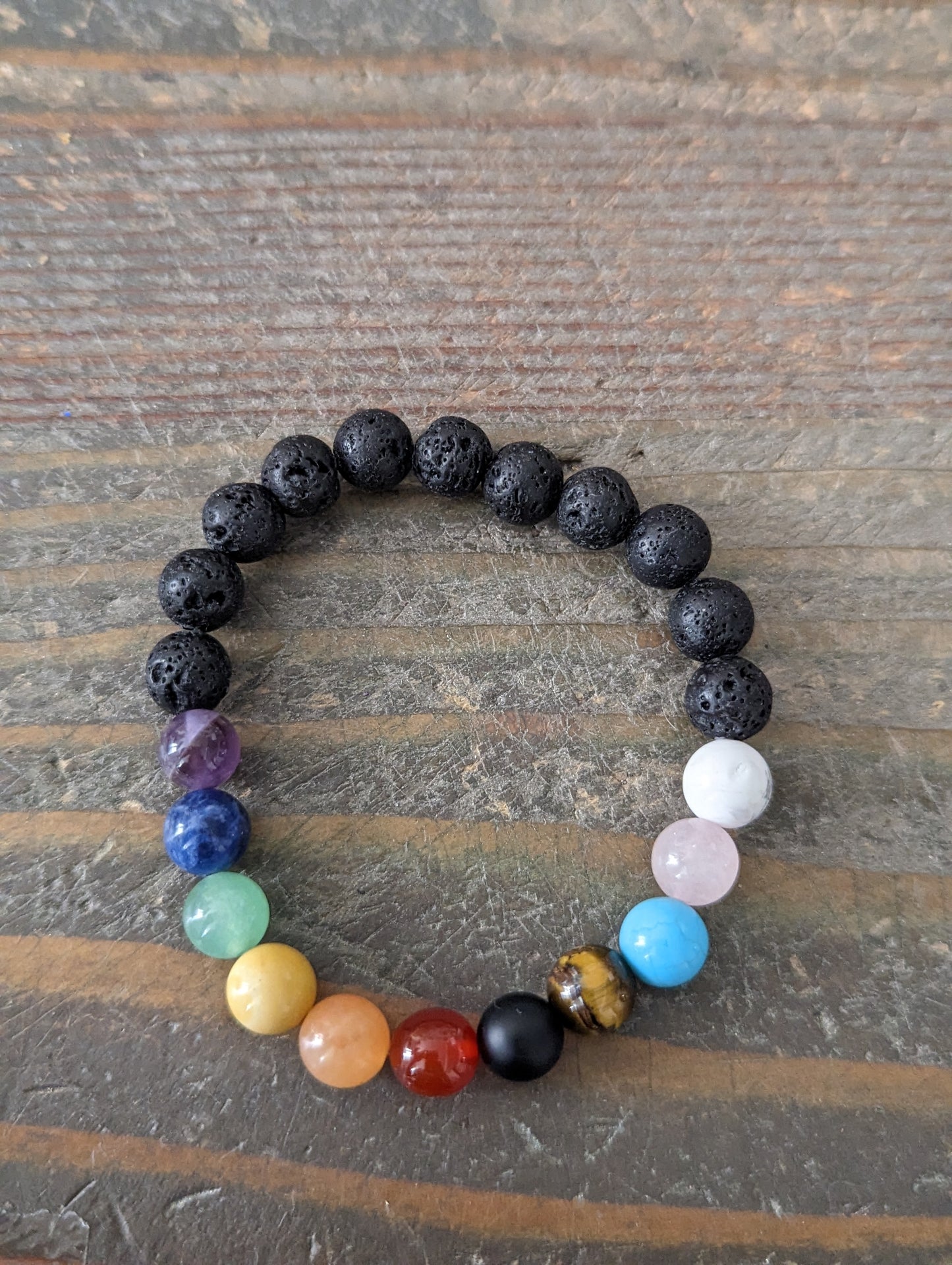 Pulsera arcoíris de chakras (varios tamaños disponibles)