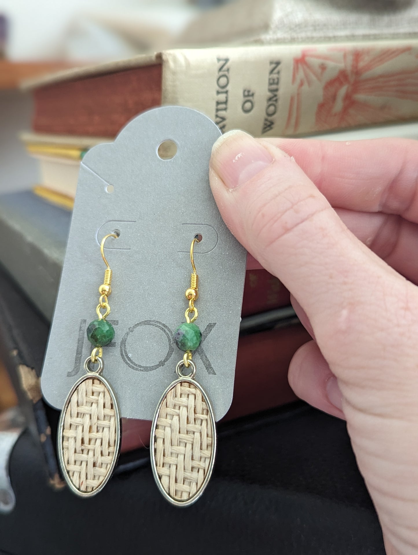 Wicker Earrings (Rose Quartz and Ruby Zoisite)