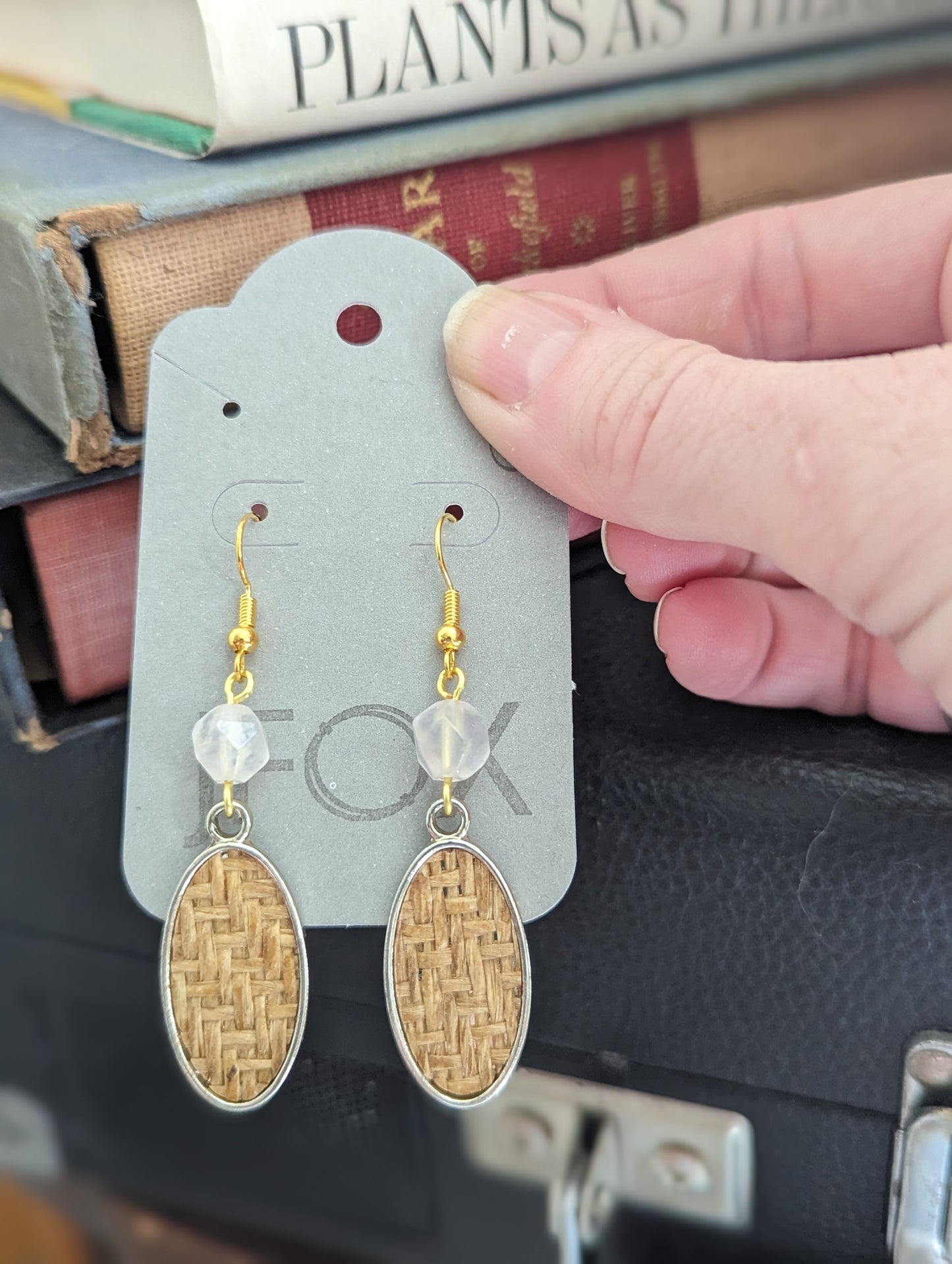 Wicker Earrings (Rose Quartz and Ruby Zoisite)