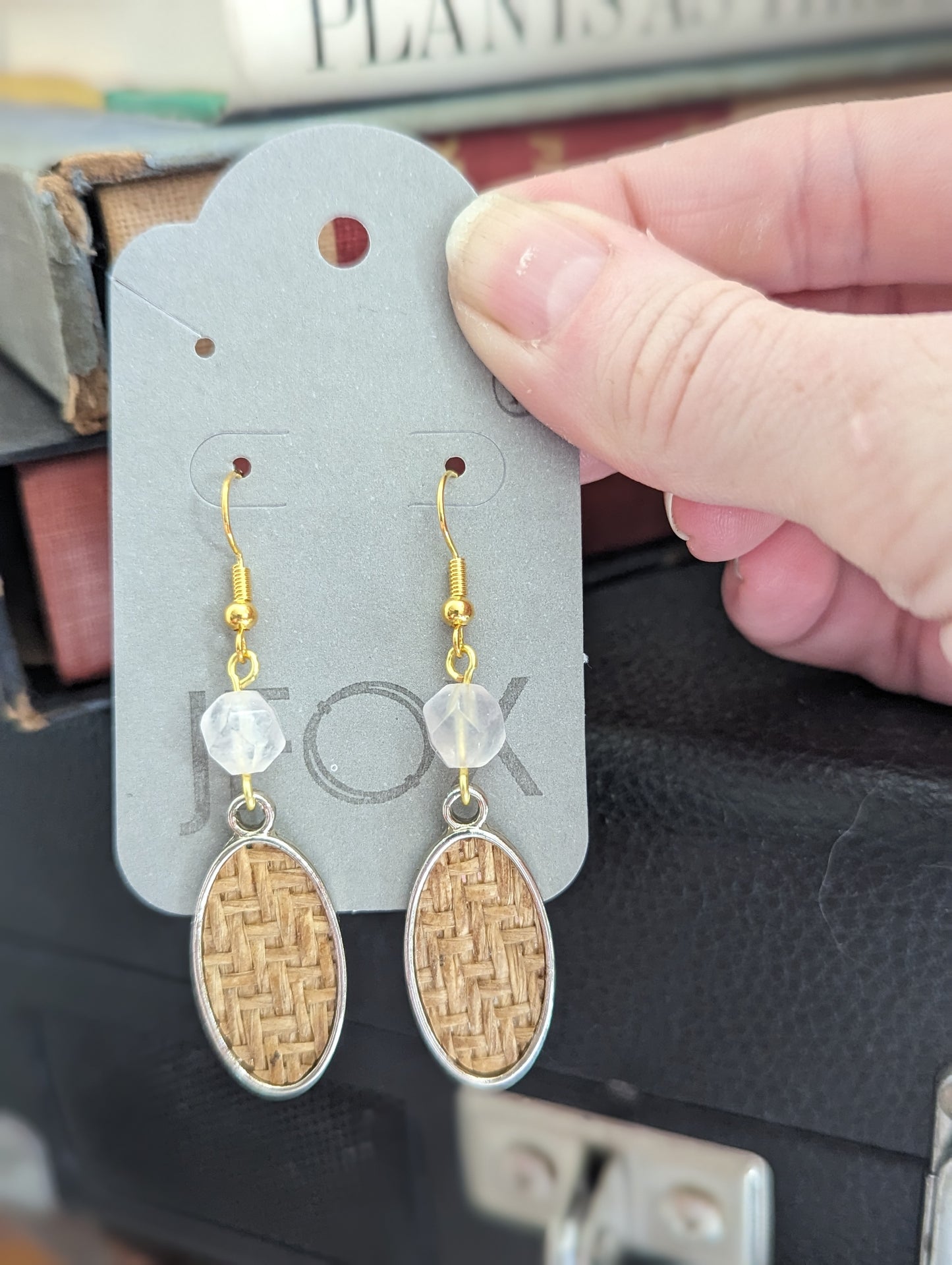 Wicker Earrings (Rose Quartz and Ruby Zoisite)