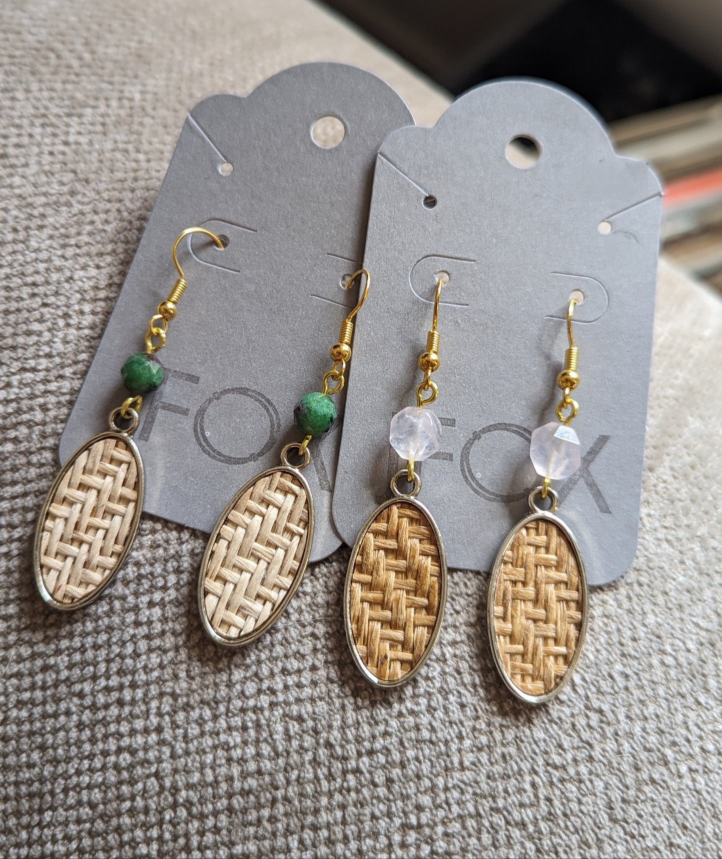 Wicker Earrings (Rose Quartz & Ruby Zoisite)