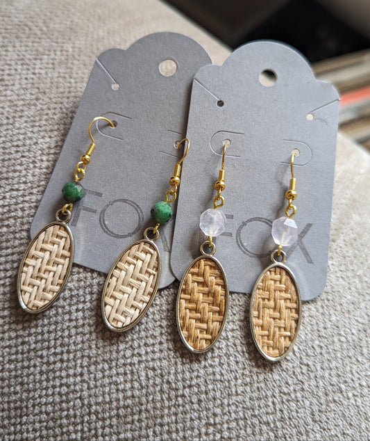 Wicker Earrings (Rose Quartz & Ruby Zoisite)